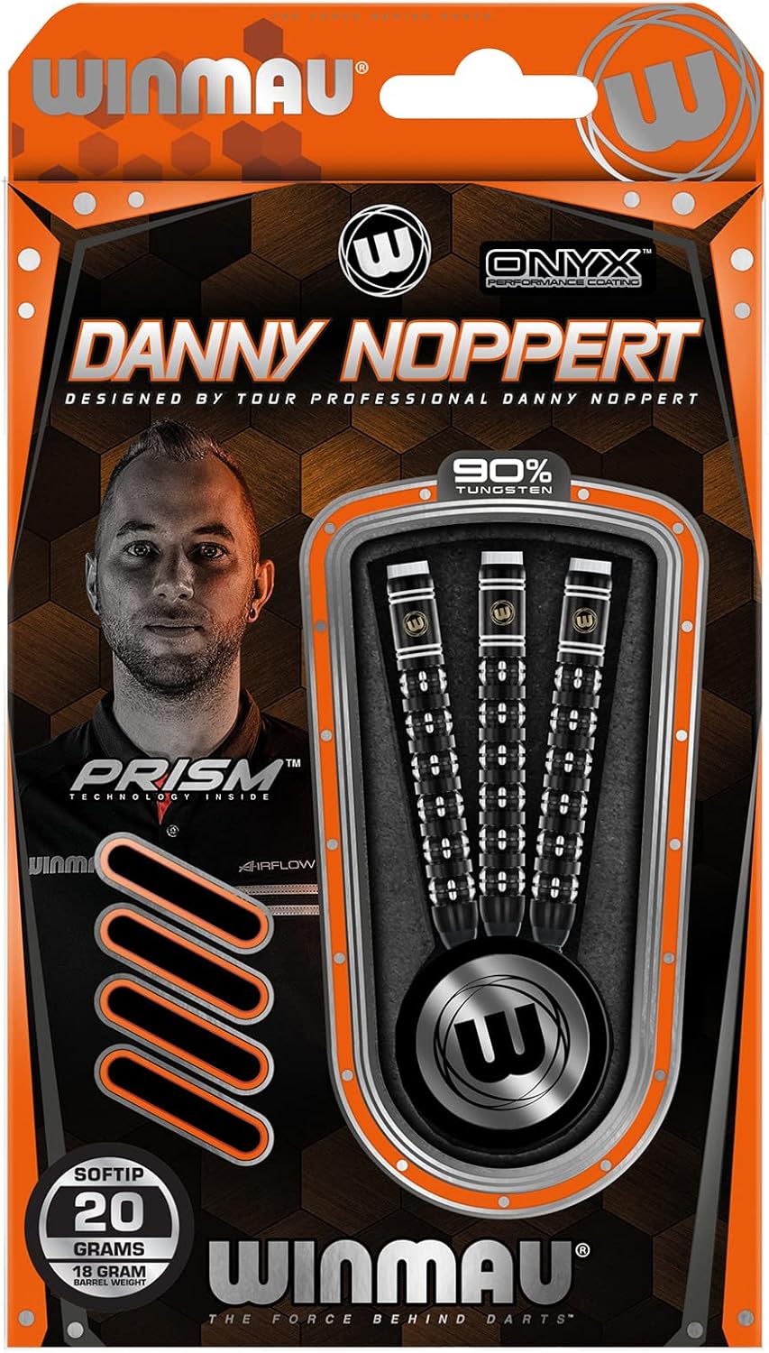 Winmau Danny Noppert Freeze Edition 20 Gram Professional Soft Tip Tungsten Darts Set with Flights and Stems (Shafts)