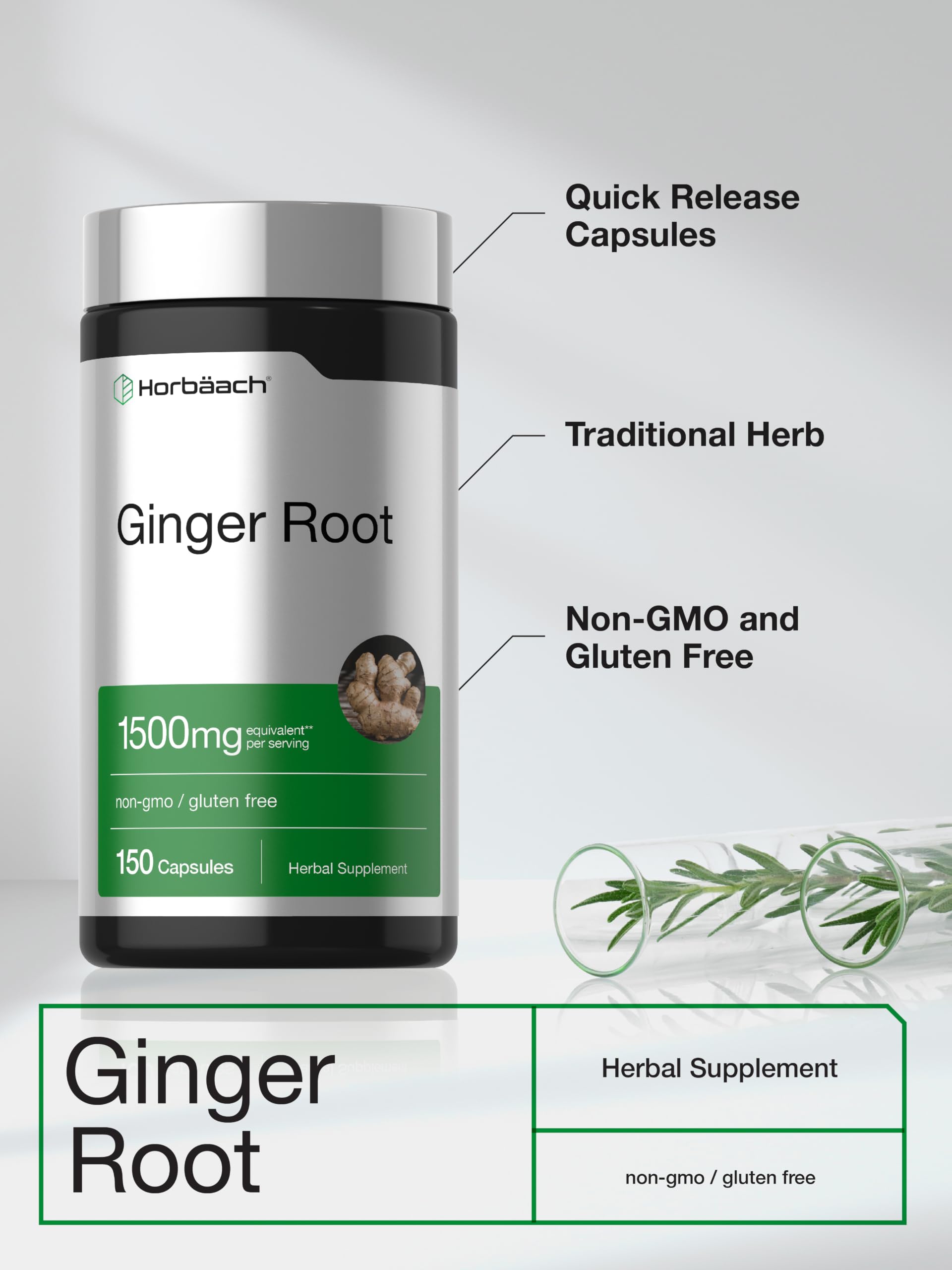 Horbäach Ginger Root Extract Supplement | 150 Capsules — Amazon image 4