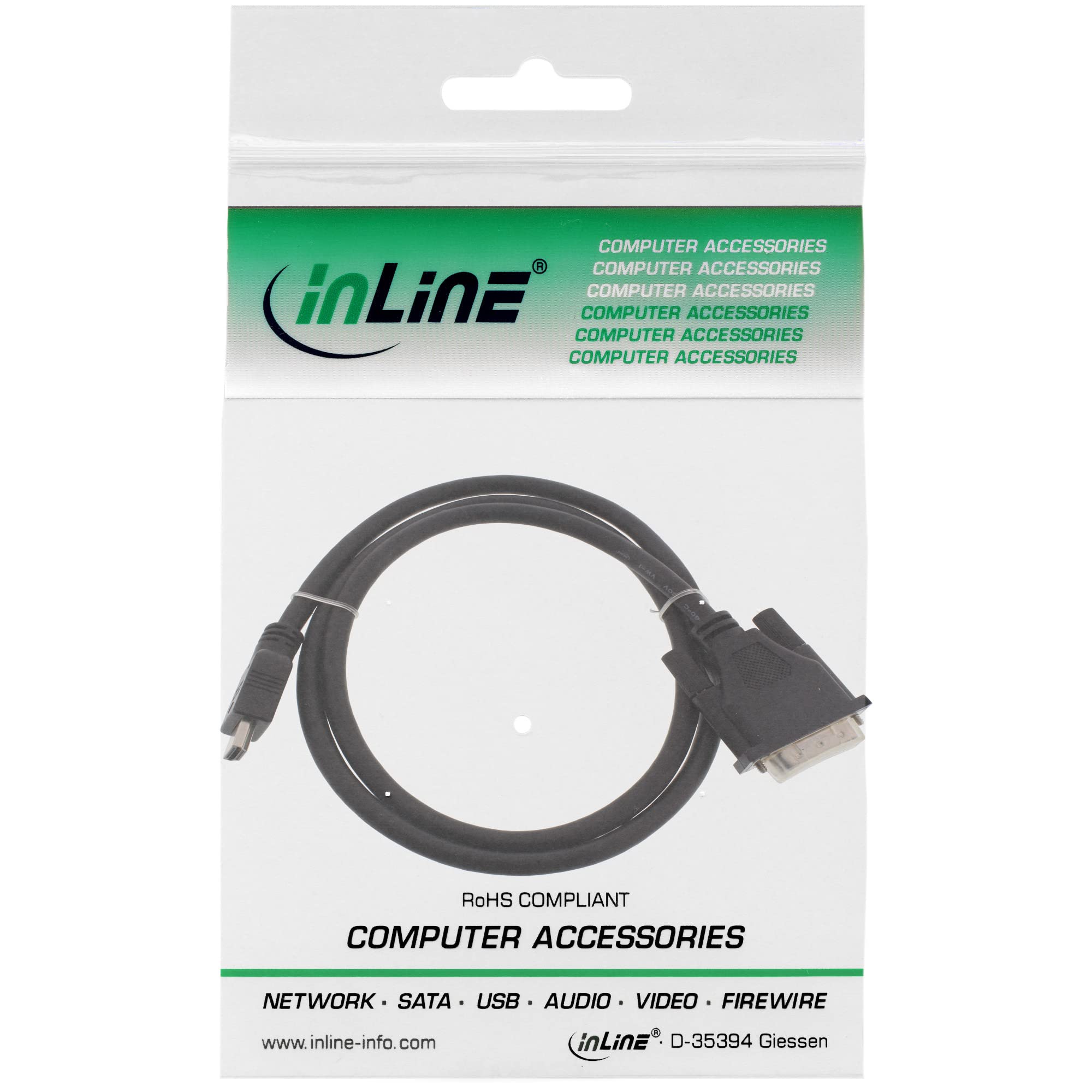 InLine® 17658E adapter HDMI-DVI, wtyczka HDMI na DVI 18+1, 0,3 m