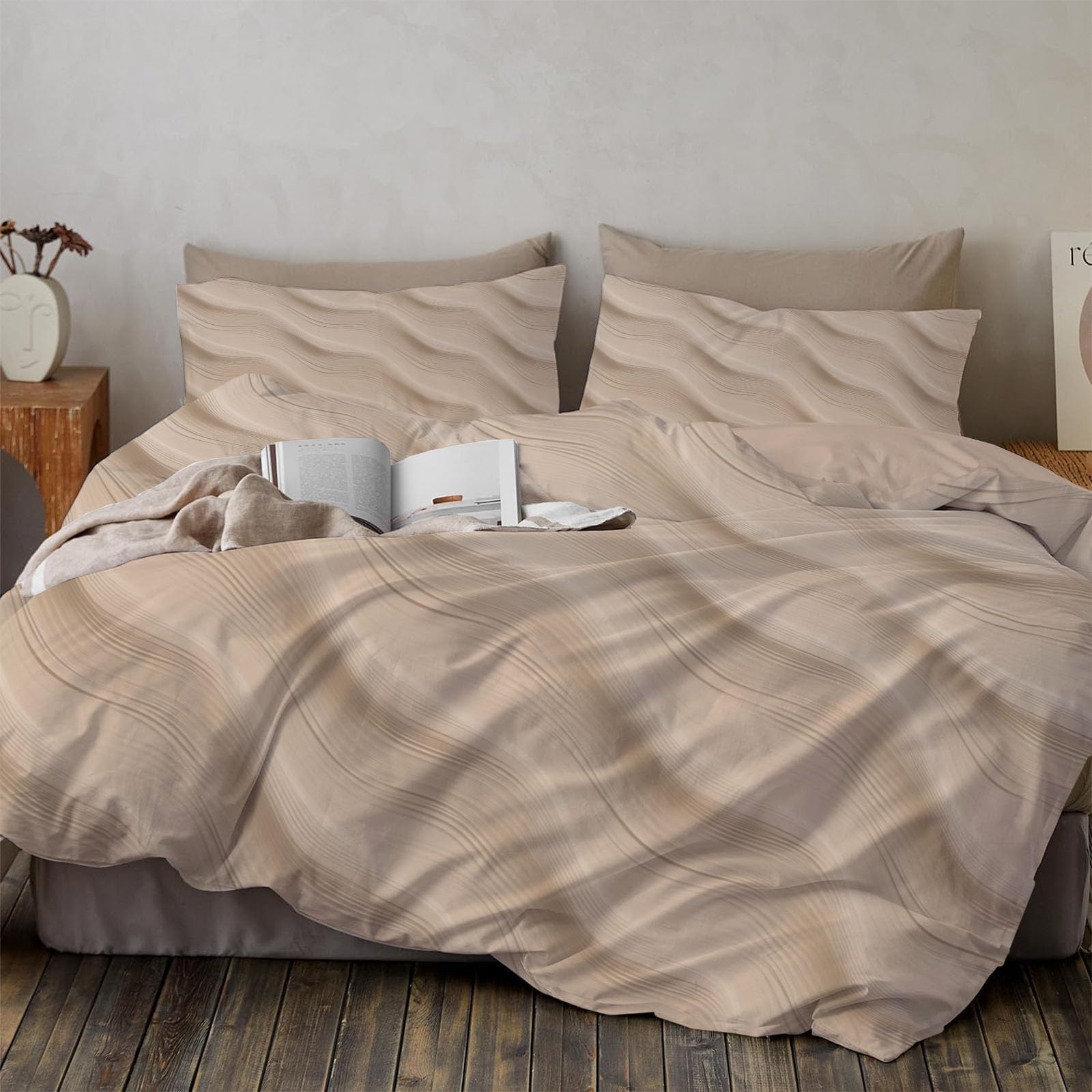 Housse de couette 200x200cm infroissable à fermeture éclair pour lit adulte gris