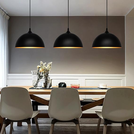 11.8 Black Dome Pendant Lights 3 Pack and 15.7 Farmhouse Pendant Light 2 Pack