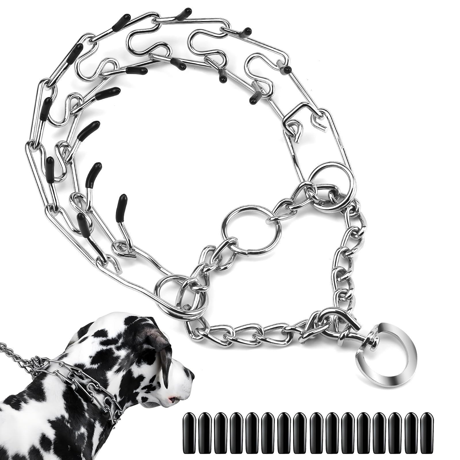 Raxfekro Collar de Perro de acero Inoxidable Cadena de Collar de Perro de 55 cm y 3,5 mm de Espesor estrangulador Collar de Perro prong para Perros pequeños medianos Collar de perr