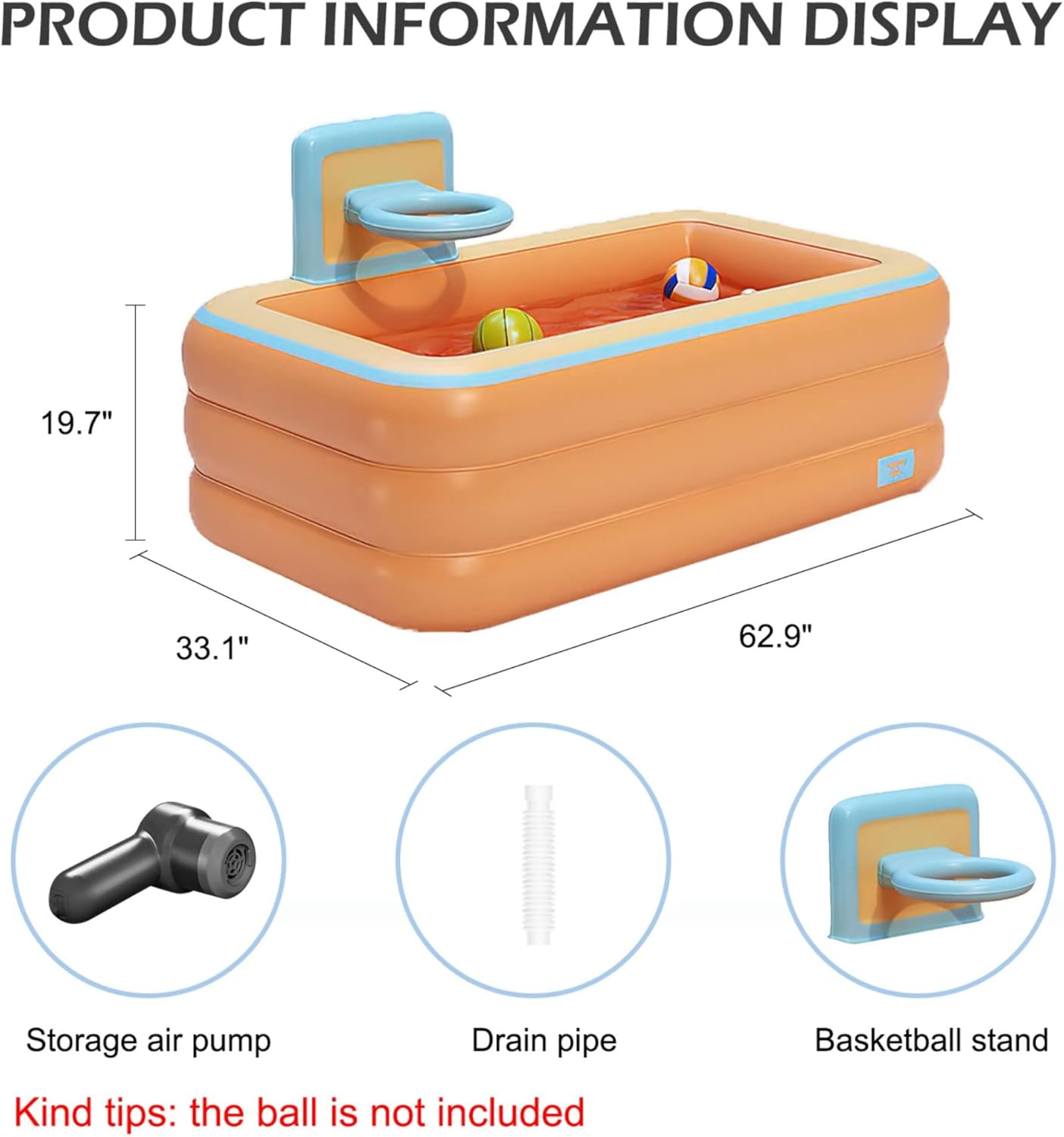 Multifunctional Wireless Inflatable Children's Swimming Pool with Dynamic Basket Design