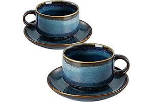 Set of 2 Superior Ceramics 10oz Cappuccino Cups with Saucer