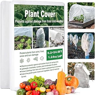 Plant Covers Freeze Protection, Plant Blanket for Plants 1.24oz/yd ², 8.2Ft x 24.6Ft Reusable Floating Row Cover for Garde...