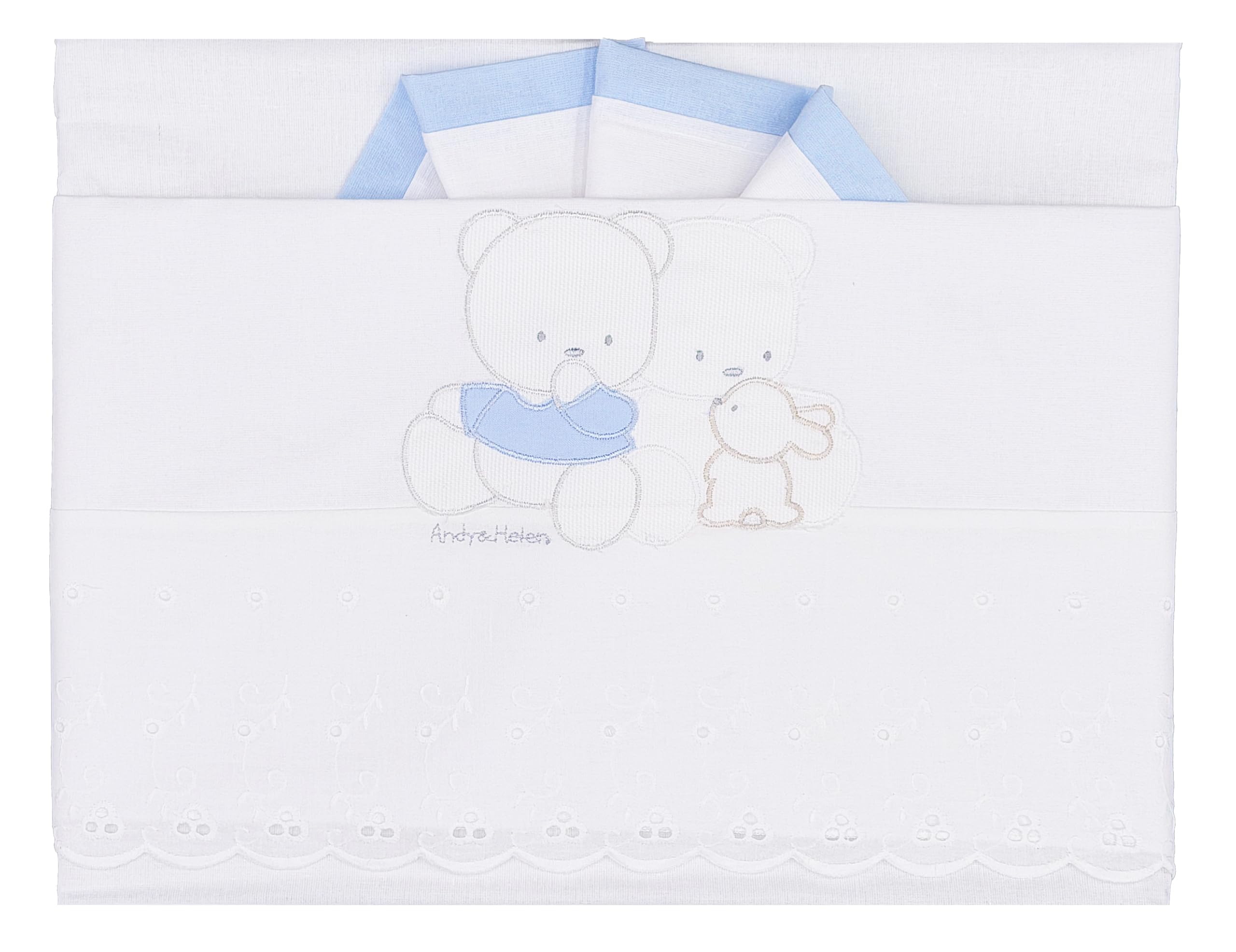 Andy & Helen 2/400d09 Embroidered Cot Sheet, Sky Blue