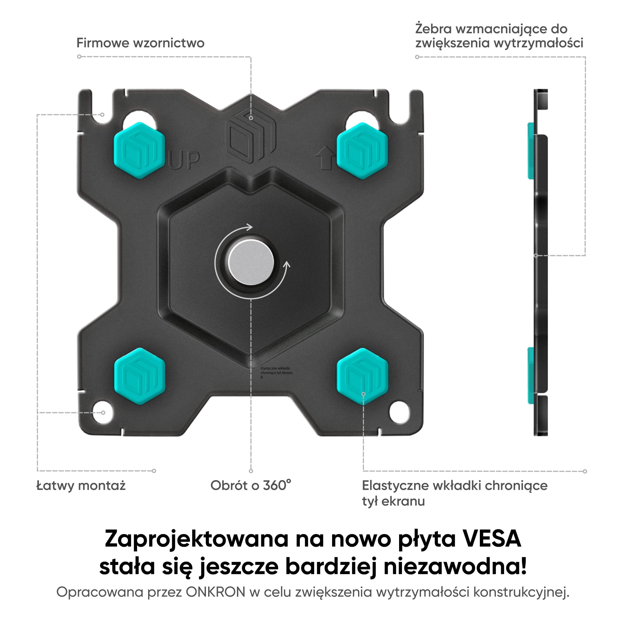ONKRON Uchwyt do monitora 13-34 cali do 10 kg, uchwyt na ekran PC ze sprężyną gazową, uchwyt do monitora VESA 75 x 75-100 x 100, regulowane ramię monitora, kolor czarny G90-B