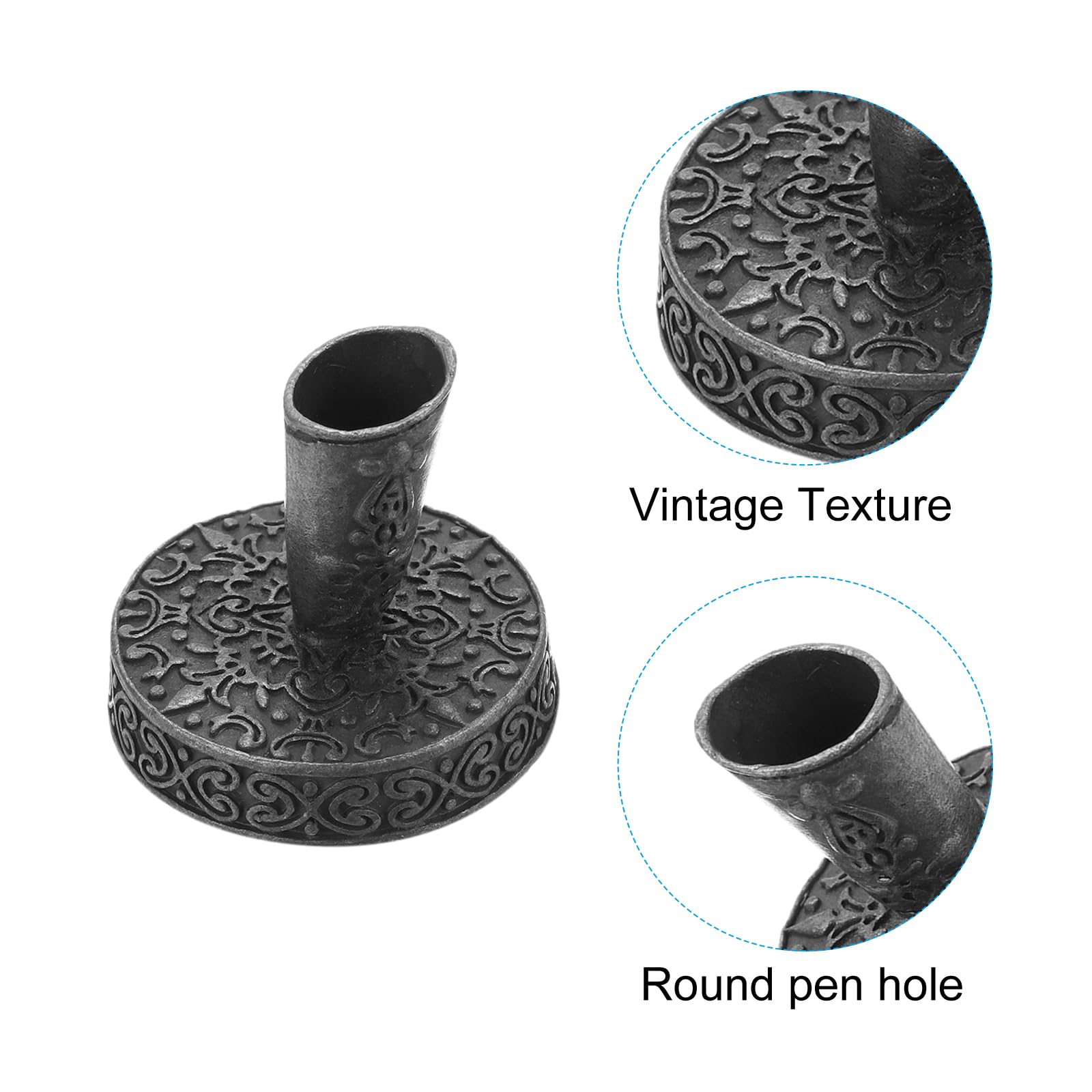 PATIKIL 2 Pieces Vintage Round Metal Pen Holder - Image 4