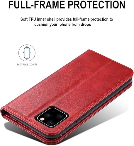 Miniatura 10 de SINIANL Funda compatible con iPhone 12, iPhone 12 Pro con tarjetero y tarjetero de cuero plegable con función atril y cierre magnético para iPhone