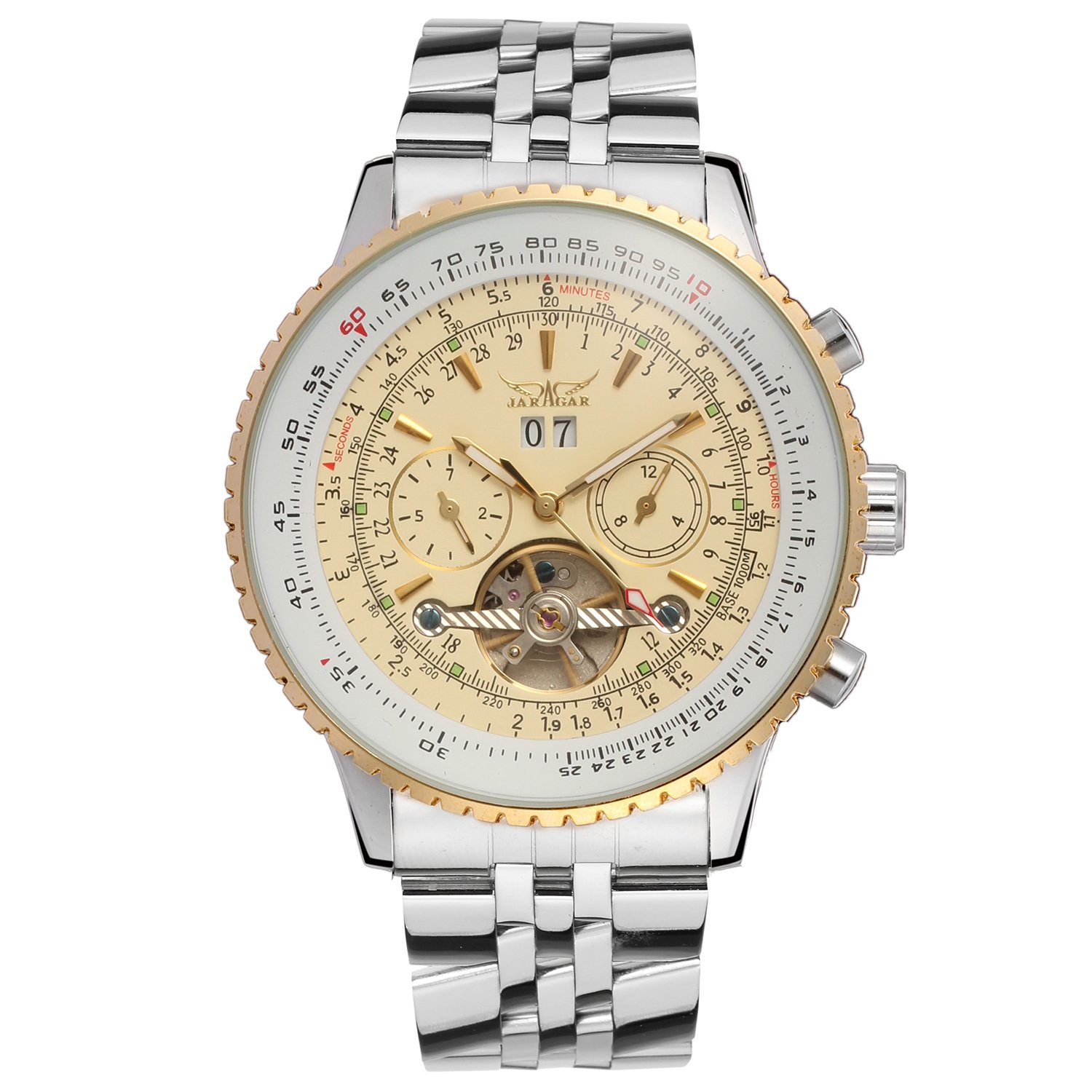 Forsining Orologio da uomo automatico tourbillon completo di calendario JAG034M4T1