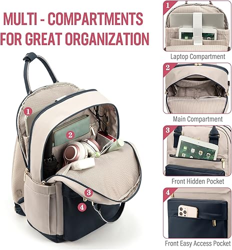 Miniatura 2 de LOVEVOOK Mochila para laptop para mujeres y niñas, bolsa para laptop de 15.6 pulgadas con puerto USB, mochila impermeable para estudiantes, mochilas