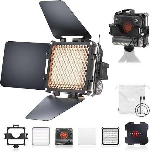 ZHIYUN FIVERAY - Luz de video bicolor M20, luz de fotografía de cámara portátil de 20 W, CRI 95+, 2700K-6500K, TLCI 97+, 4500mAh con 10 efectos de