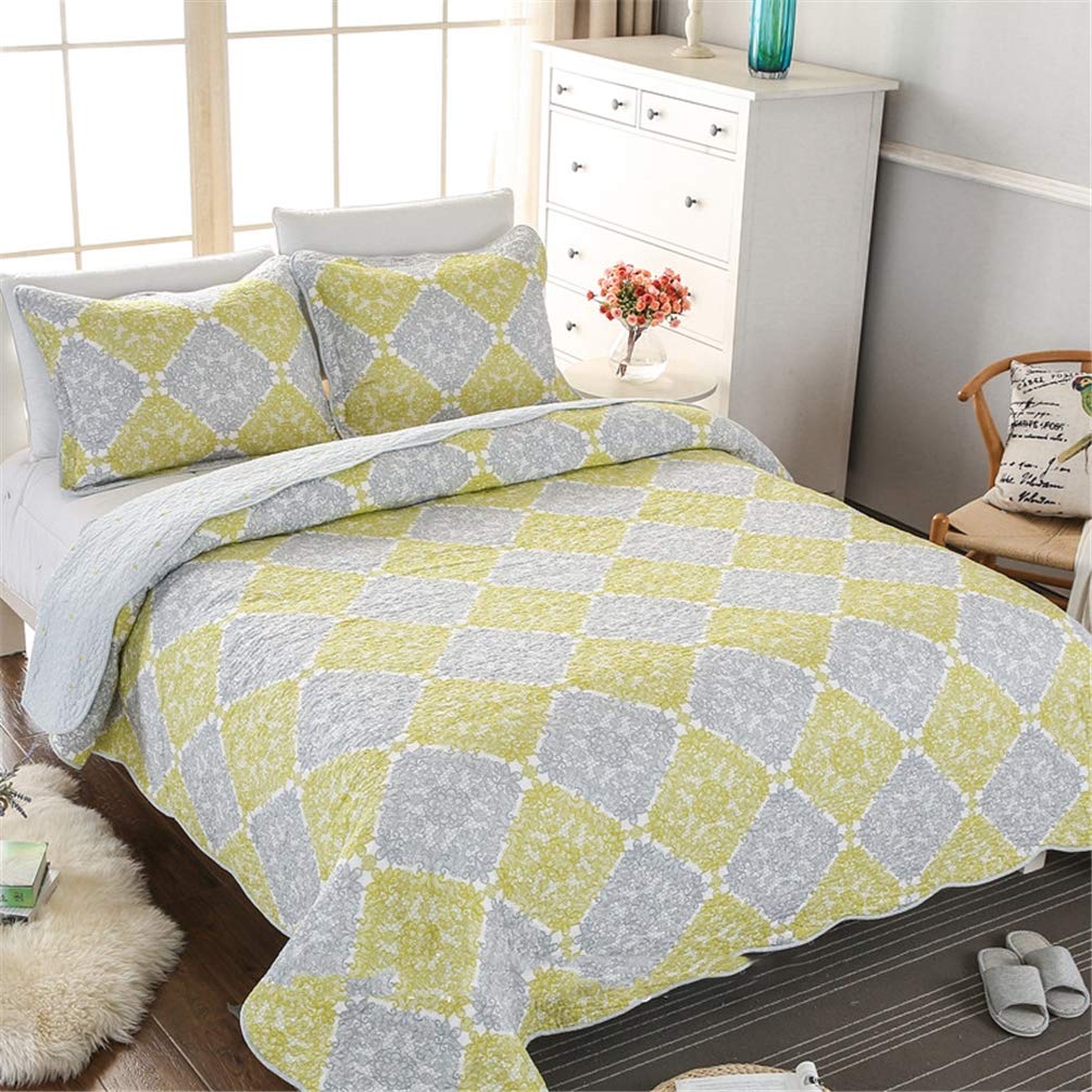 Couvre-lit de 220 x 240 cm jaune gris coton drap de lit d'oreiller literie