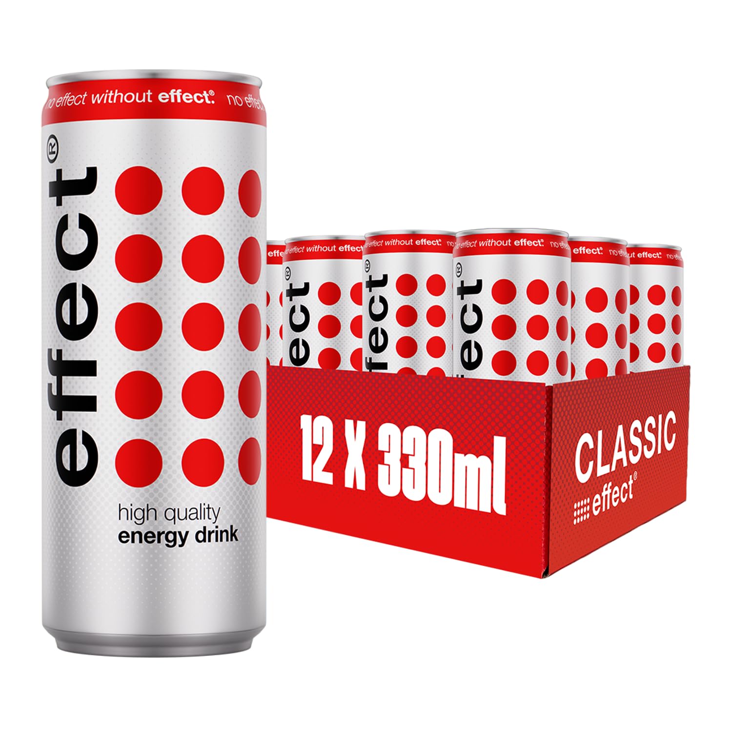 effect CLASSIC Energy Drink – Tray mit 12 x 330 ml Energy Dosen Einweg, Koffeinhaltiges Erfrischungsgetränk mit B-Vitaminen – einzigartiger & erfrischender Geschmack, vegan