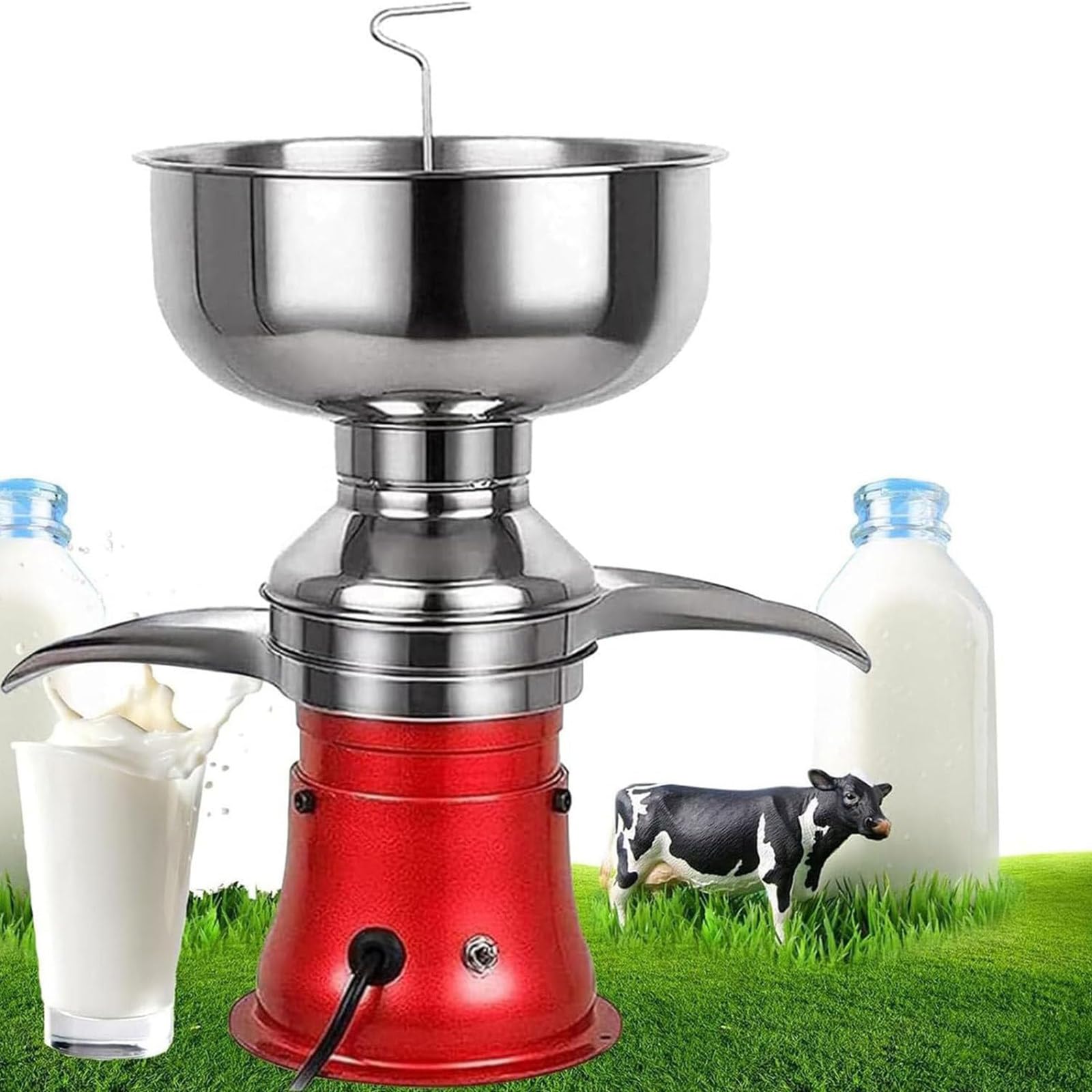 Schiumatore per latte, separatore elettrico per panna da latte, 50 l/h ad alta efficienza, trasforma il latte intero in latte scremato, ideale per capre e mucche, include una ciotola per il