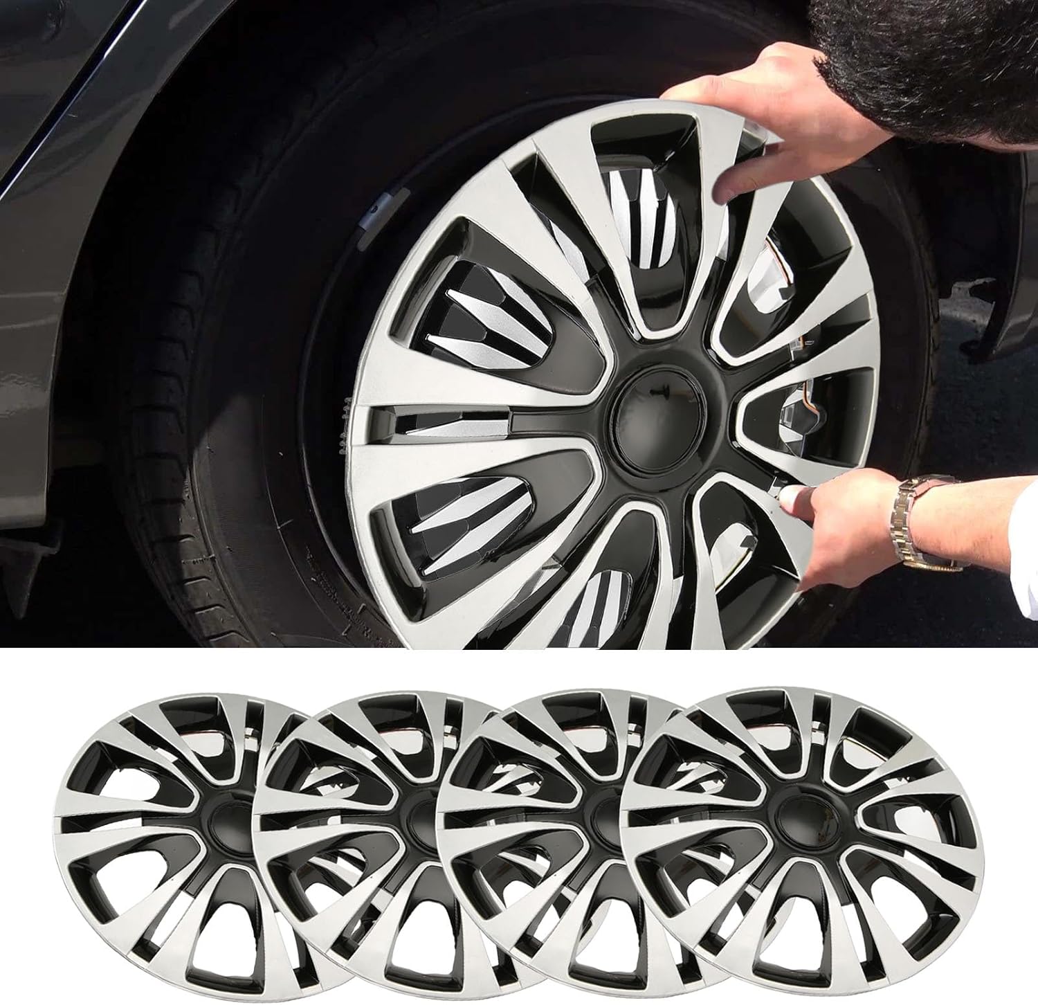 Wheel Hub 4Pcs Auto Hubcap Set Easy Installation Protective Wheel Hub