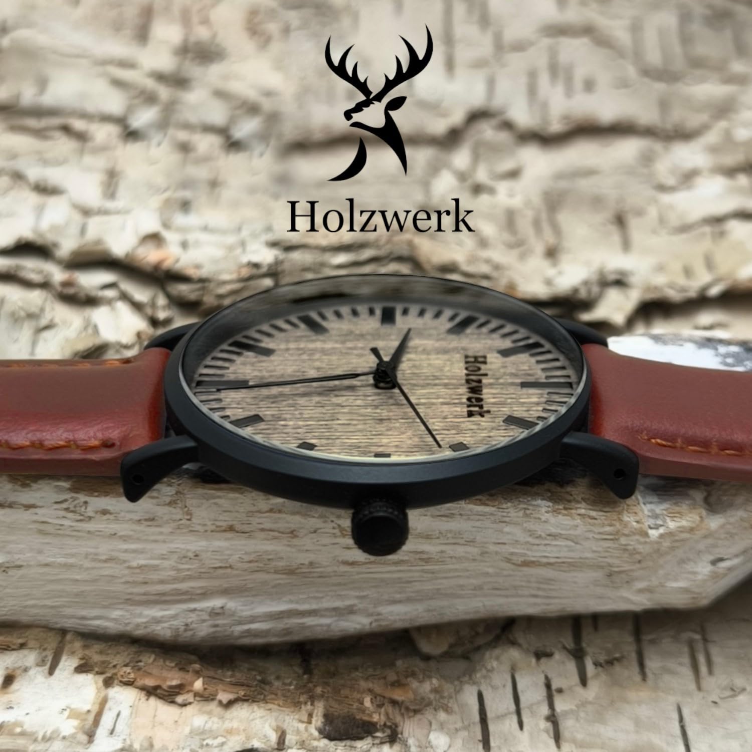 Holzwerk Germany Ręcznie wykonany płaski designerski zegarek unisex męski zegarek damski zegarek ekologiczny naturalny drewniany zegarek analogowy klasyczny zegarek kwarcowy brązowy czarny skórzany