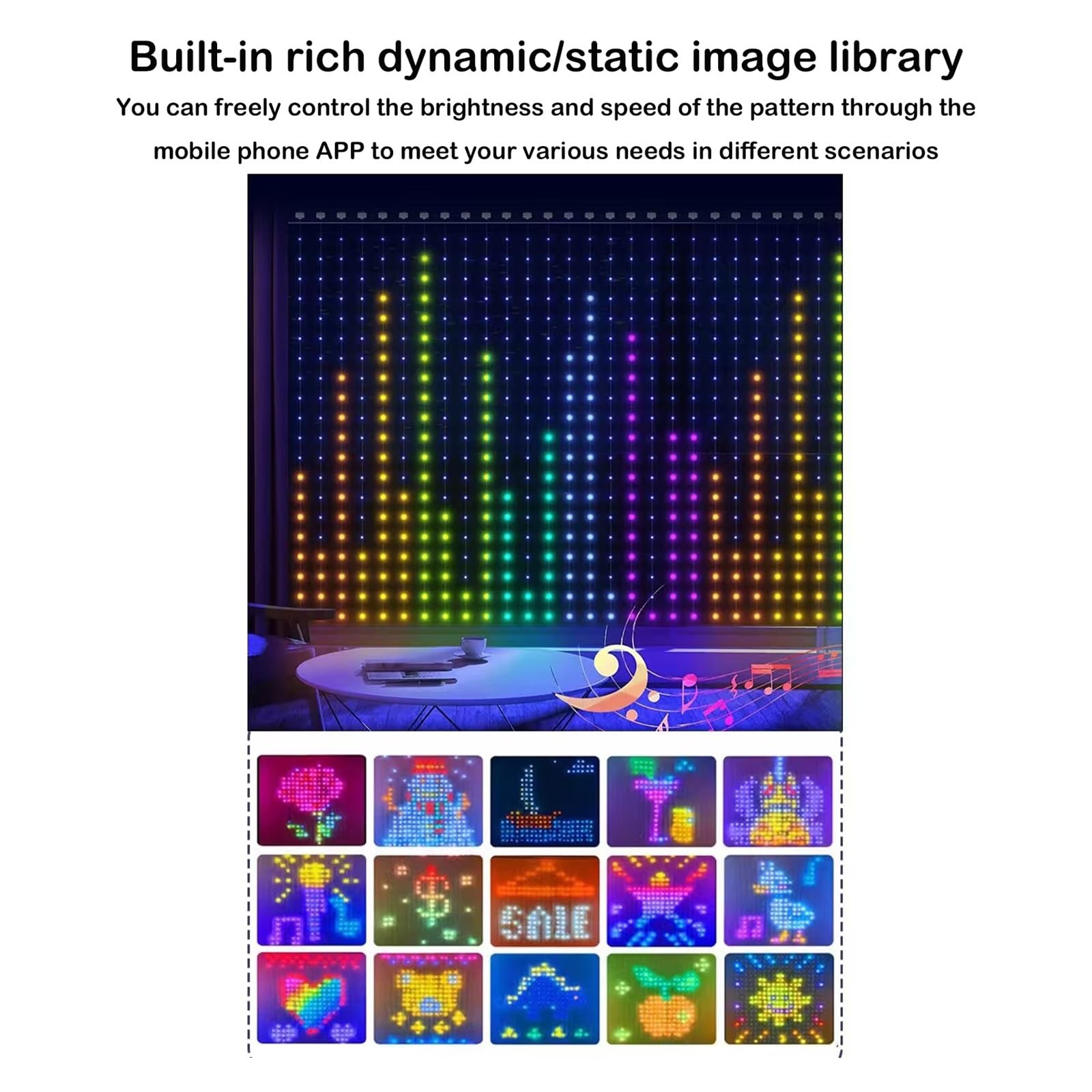 Rideaux Lumineux, Rideaux Lumineux LED Intelligents avec Application et Télécommande, Guirlande Lumineuse Dynamique de Synchronisation de Musique, Applique Murale RVB à Changement de Couleur, for Toil