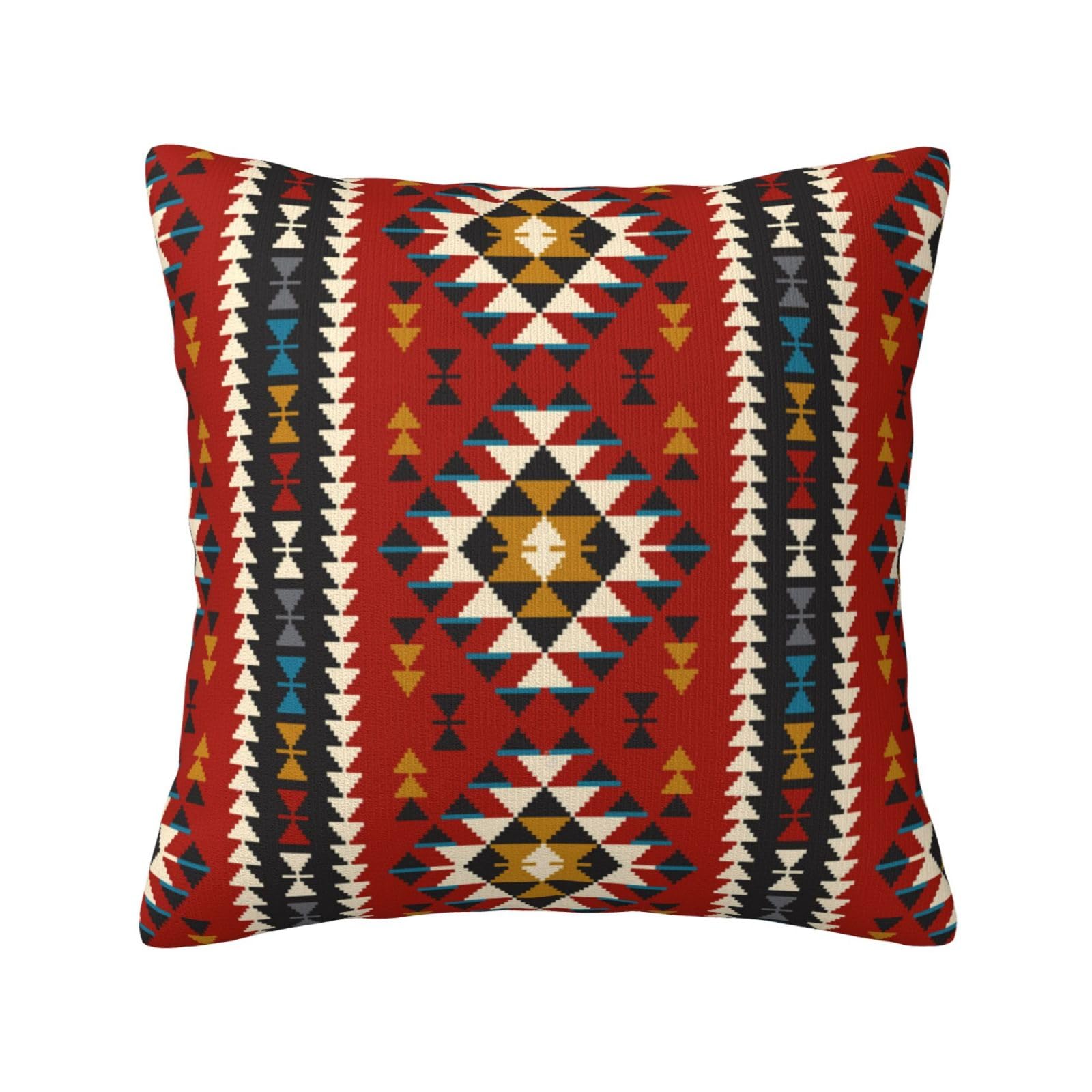 Native Southwest American Indian Aztec Navajo, Pillow Cover Decorative Throw Pillowcase Soft Polyester Cushion Covers 45x45 cm