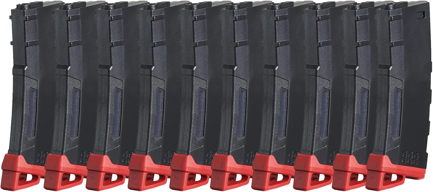 Lancer Tactical Airsoft M4 M16 Series Polymer 130 Round Transparent Window High Speed Mid-Cap Airsoft Magazine- Pack of 10