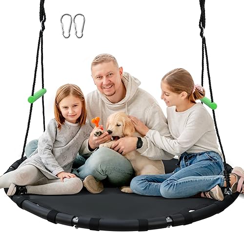 Columpio de platillo de 48 pulgadas de diámetro, marco de acero resistente de 1 pulgada de diámetro y 0.039 in de grosor con cubierta de tubo de