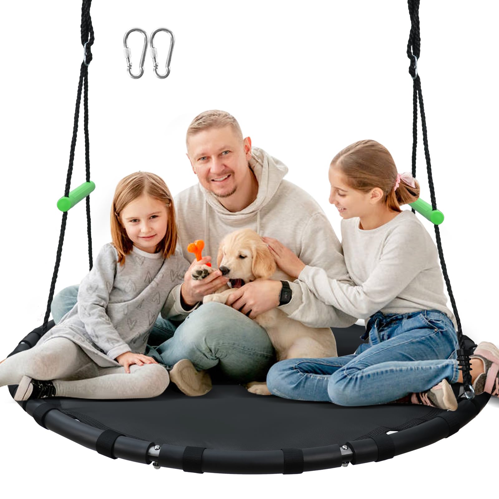 TBMLC 48 inch Diameter Saucer Swing - 1 Inch Diameter&1MM Thick Sturdy Steel Frame with Thick Foam Pipe Cover and Durable PP Mat - Perfect for Outdoor