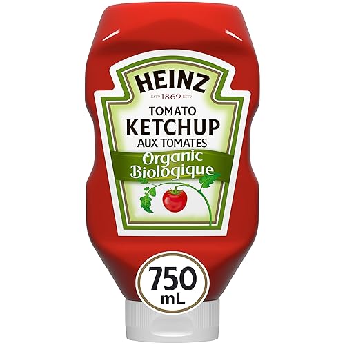 HEINZ Ketchup orgánico - Botella invertida 25.4 fl oz25.4 oz, Importado de Canadá