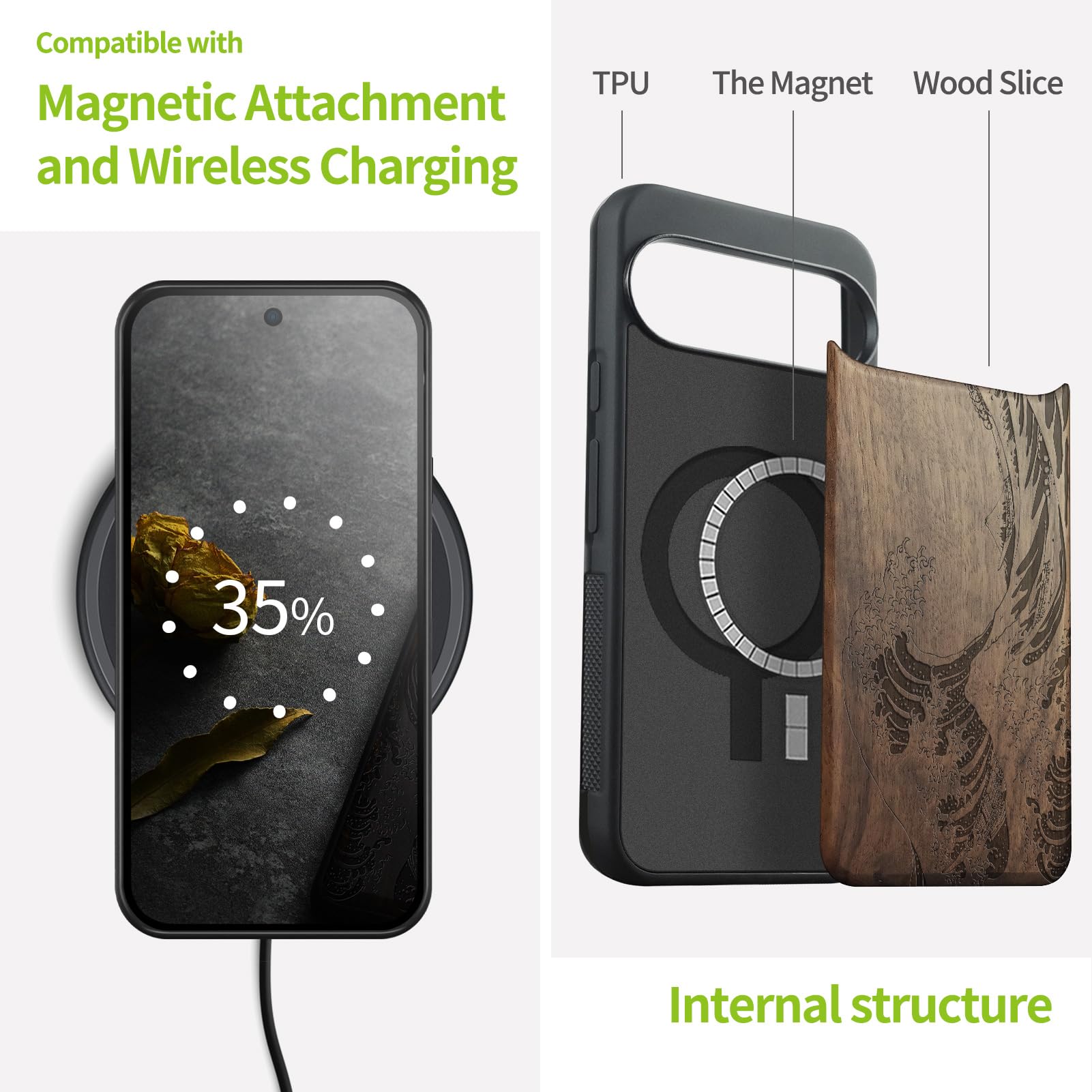 Carveit Custodia In Legno Compatibile MagSafe con Pixel 10