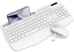 Clavier et souris sans fil Combo - Clavier ergonomique complet avec repose-bracelet, porte-téléphone, souris sans fil sans fil de 2,4 GHz pour ordinateur, ordinateur portable, PC, Mac, Windows (Purple, 1 Boîte)