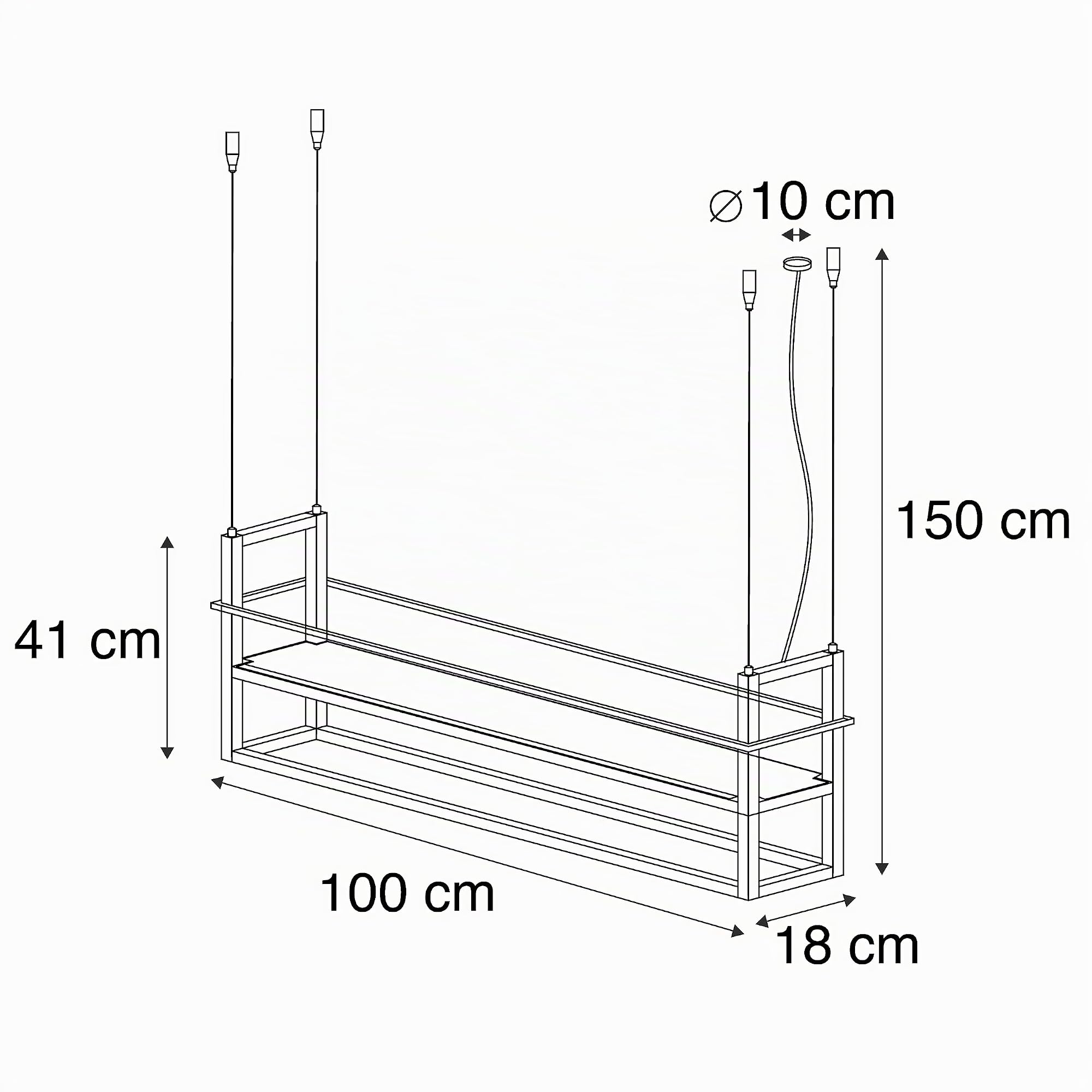 Qazqa cage rack - Lampada a sospensione Industriale - 4 luce - L 100 cm - Ruggine - Industriale - Soggiorno I Camera da letto I Sala da Pranzo I Cucina