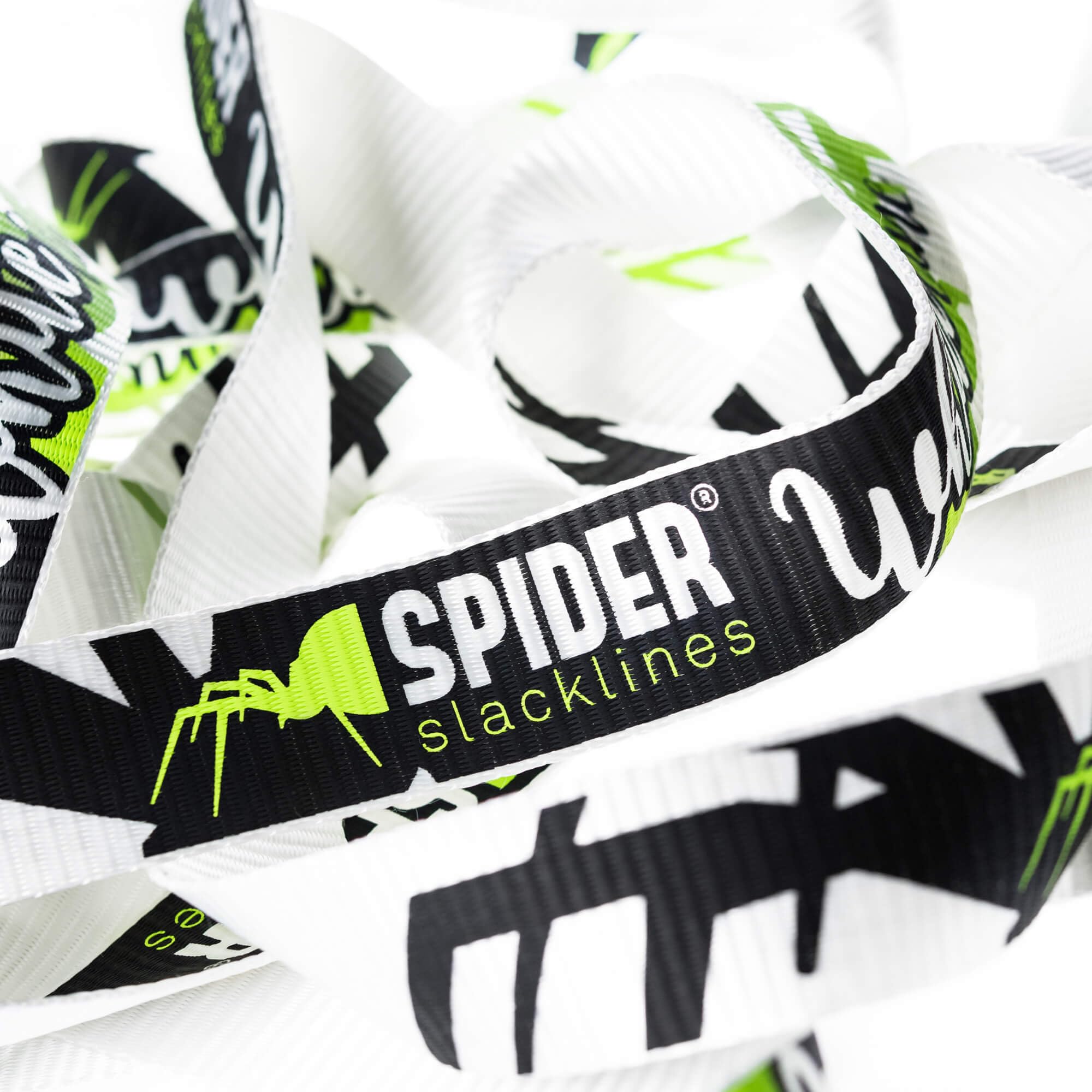 SKS01 - Slackline Kit White Line - Tendeur à Poignée Ergonomique, Sac de Rangement - Slackliners Dèbutant et Intermédiaire - Sangle Longueur 15 m