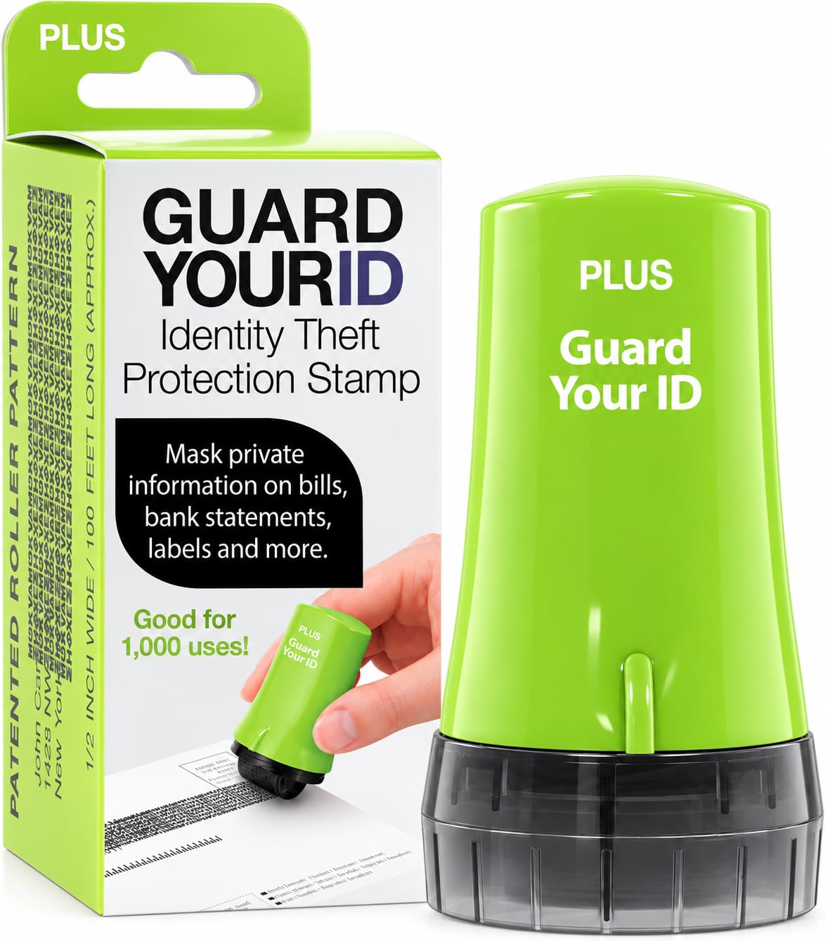 Identity Theft Protection Roller Stamp, Guard Your ID, Green