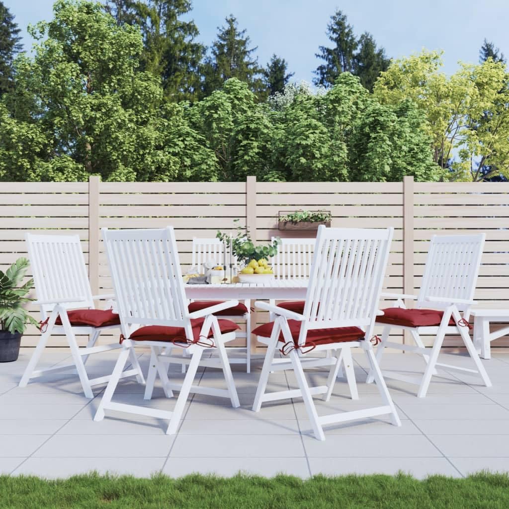 vidaXL Lot de 6 Coussins de Palette, Galette de Siège Imperméable, Coussin de Jardin, Décoration d'Extérieur Terrasse, Rouge Bordeaux 50x50x7 cm