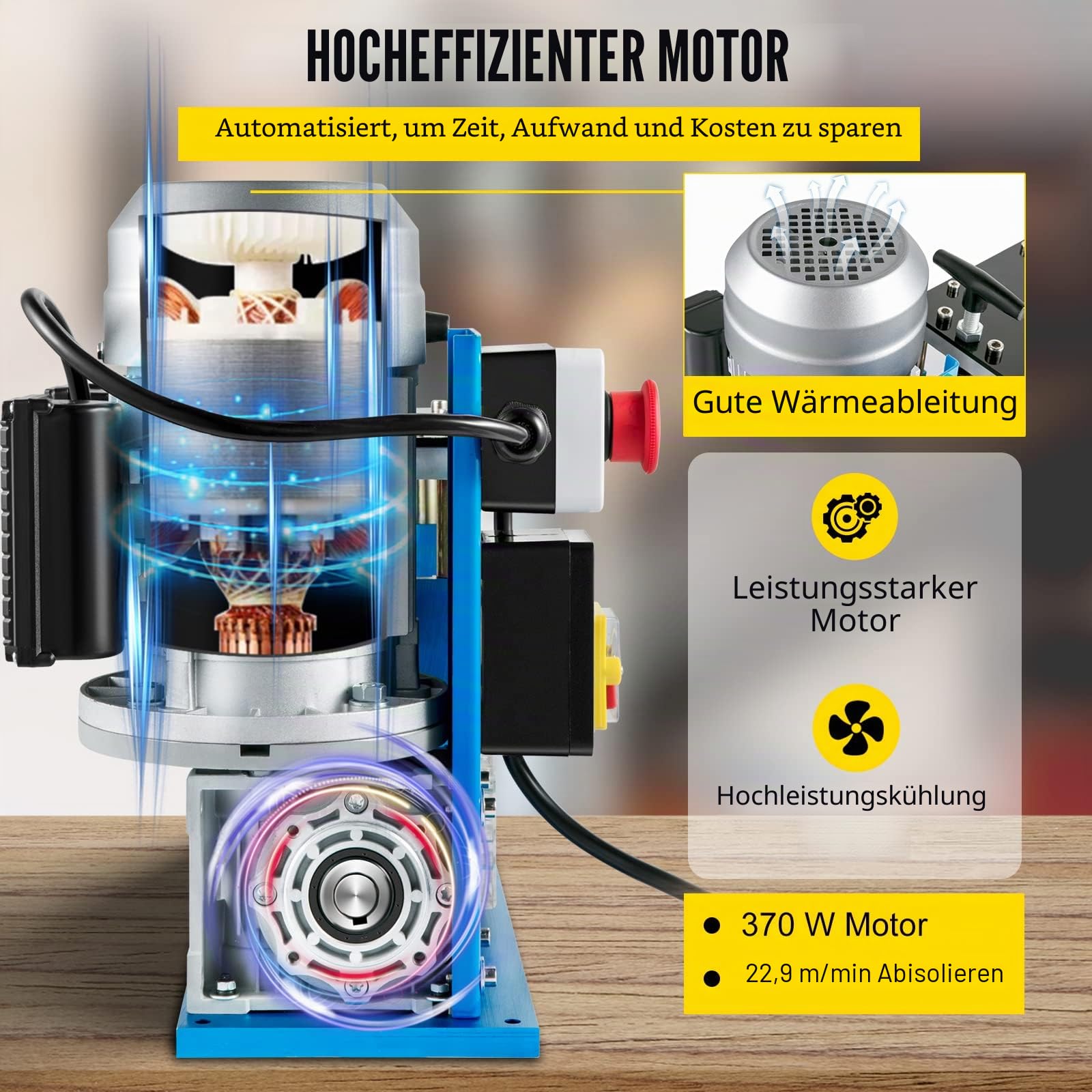 VEVOR Elektrische Abisoliermaschine, 370 W, 1,5 mm-38 mm, Kabelabisoliermaschine, Kabel Abisolierwerkzeug, 11 Kanäle 10 Klingen zum Recycling von Kupferdrähten/Entfernen, Isolierung aus Kunststoff