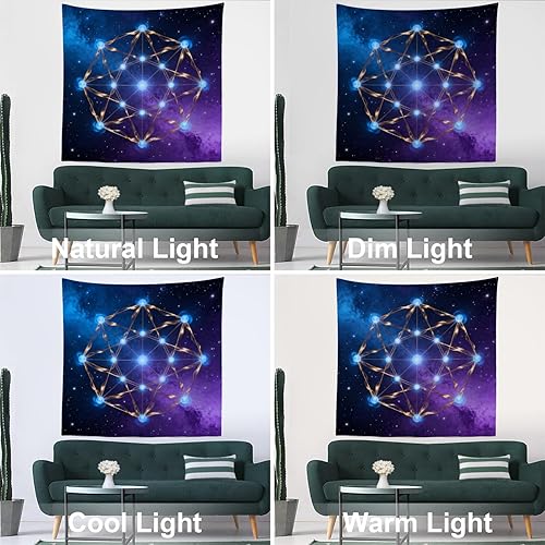 Miniatura 6 de Batmerry Tapiz de geometría sagrada, cubo de metatrones, tapete de pícnic de geometría sagrada, tapiz hippie trippy, arte de pared, decoración de