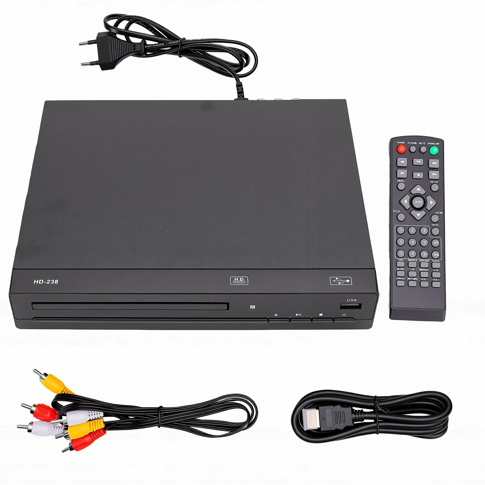 PUSOKEI Odtwarzacze DVD dla Telewizorów z HDMI, Odtwarzacze HD DVD 1080P Bez Regionu z Pilotem i Kablem HDMI/AV, odtwarzają Wszystkie Regionalne Płyty i Wiele Formatów, obsług (1080P)