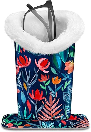 Miniatura 37 de Fintie Soporte para anteojos forrado de felpa con base magnética, estuche de cuero vegano prémium para lentes