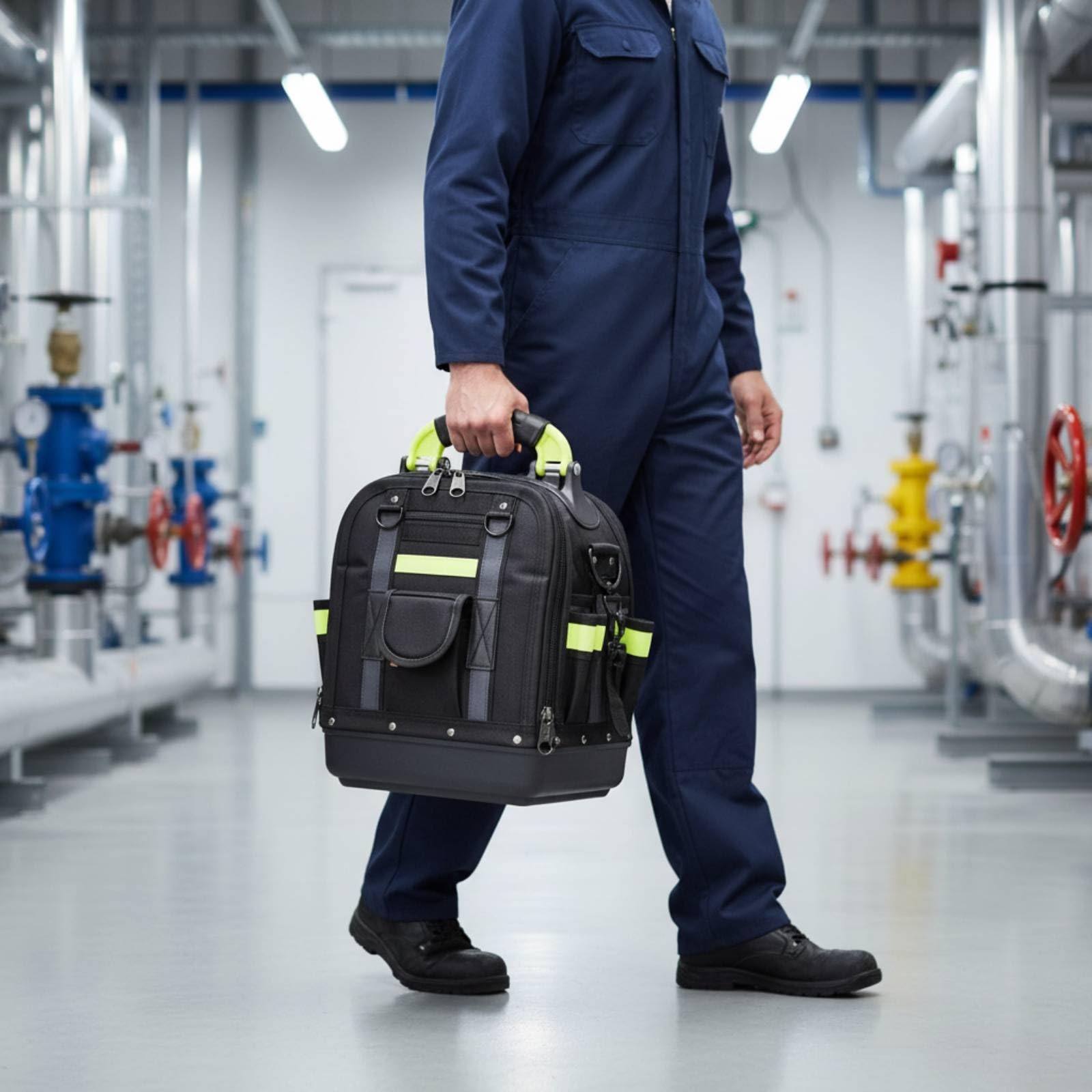 Perfeclan Multipurpose Bolsa de Herramientas con Cremalleras en Varios Lados Estructura Estable y Fácil Transporte Adecuado para Actividades en Taller Campo Garage