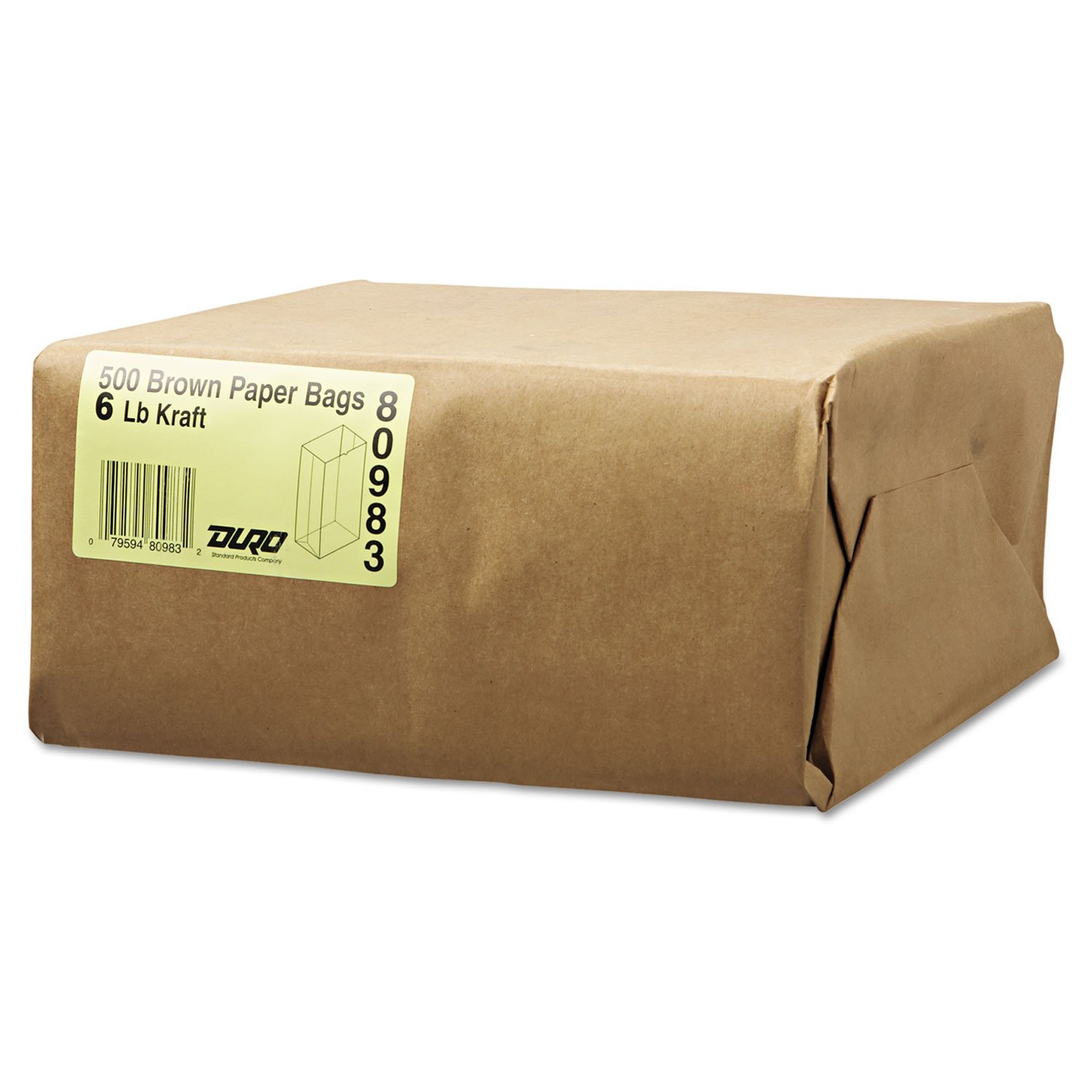 General GK6500#6 Paper Grocery Bag, 35lb Kraft, Standard 6 x 3 5/8 x 11 1/16, 500 bags