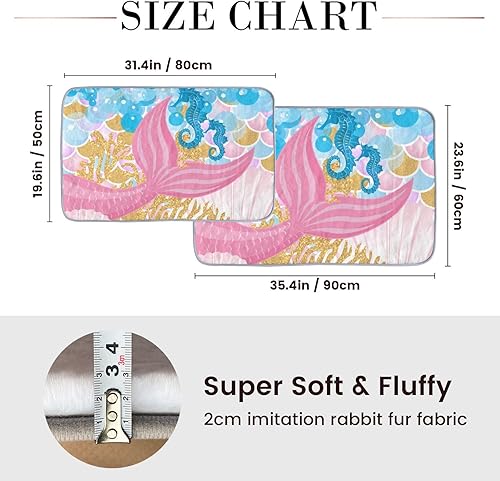 Miniatura 3 de Alfombra decorativa con diseño de sirena y caballo de mar con acuarela, para sala de estar, dormitorio, cocina, interior y exterior, 31.4 x 19.6