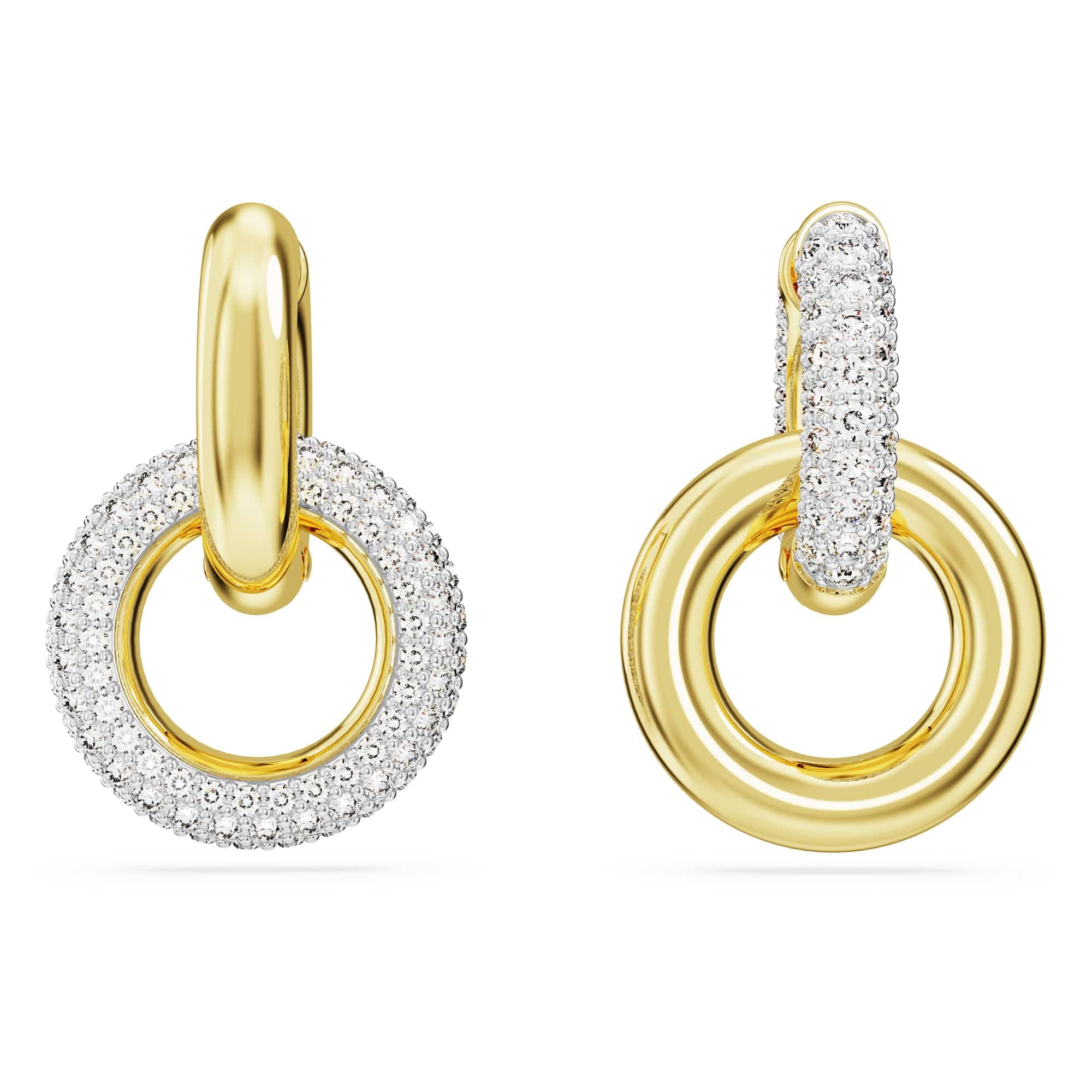 Swarovski Dextera Kollektion Kreolen, Asymmetrisches Design, Verschlungene Schlaufe, Weiß