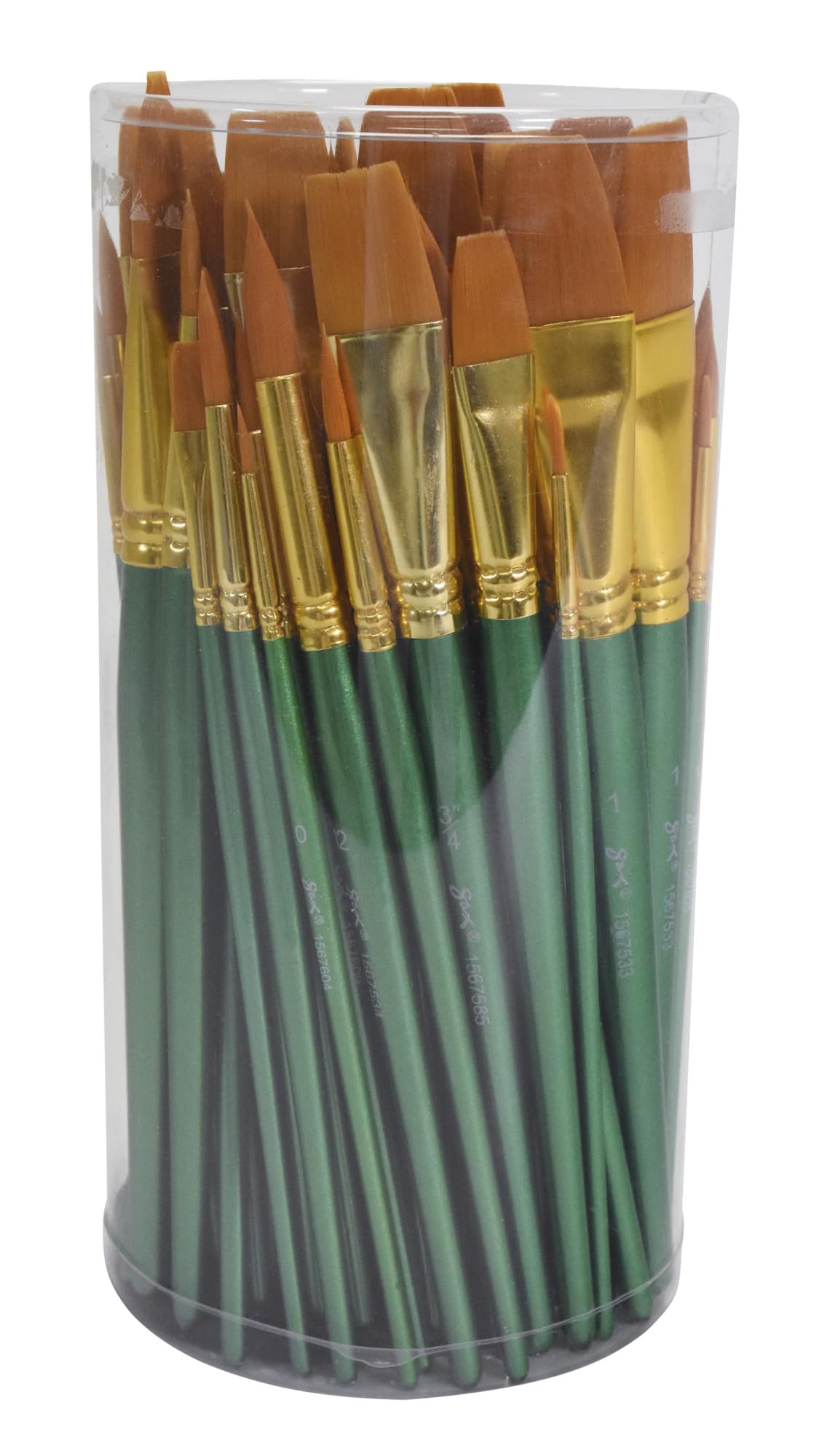 Saxophon optimale Golden Taklon kurzer Griff Pinsel – Verschiedene Größen – Set aus 72 – Grün