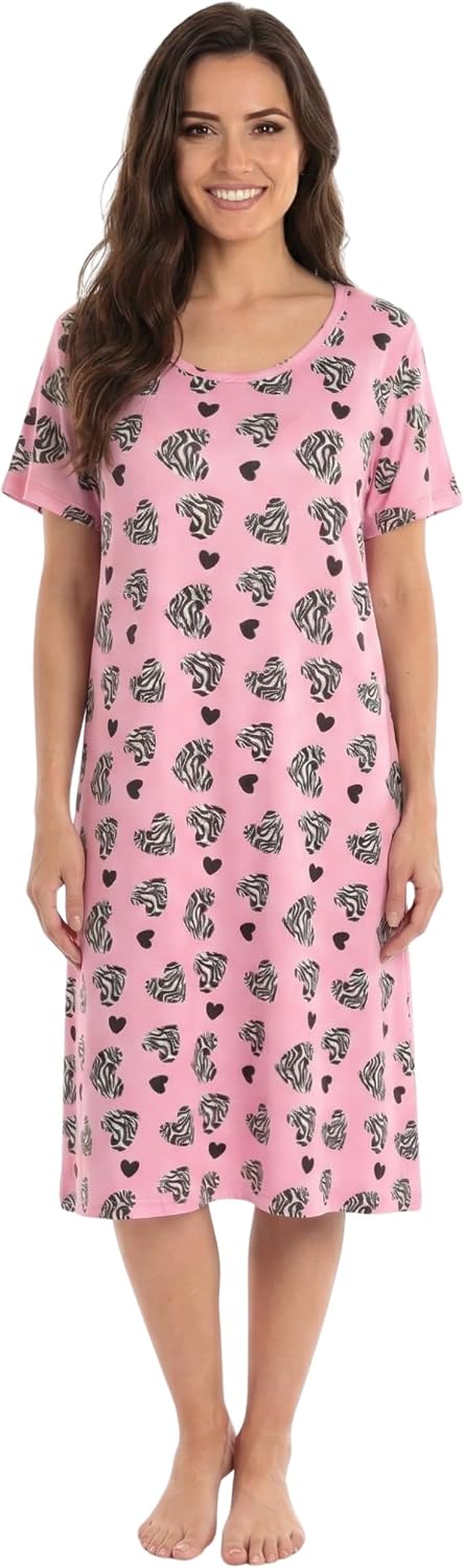 Just Love Women's Nightgown, Soft Stretch Short Sleeve Sleep Shirt with Below-Knee Length
