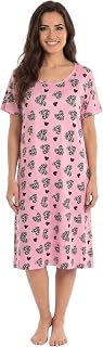 Just Love Women's Nightgown, Soft Stretch Short Sleeve Sleep Shirt with Below-Knee Length, Pink Zebra Hearts, 3X