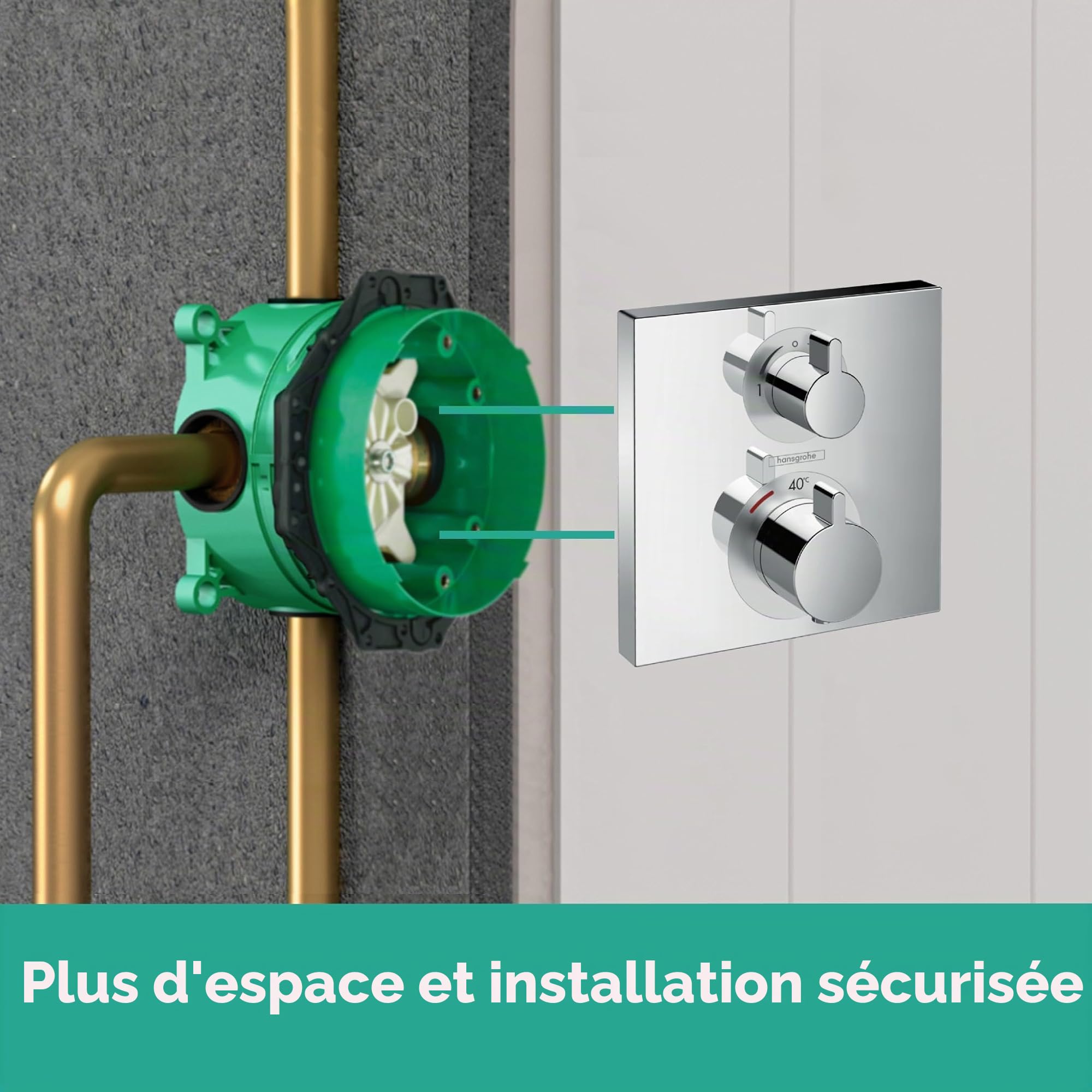 hansgrohe Thermostat Ecostat Square mitigeur de douche 2 fonctions Chromé
