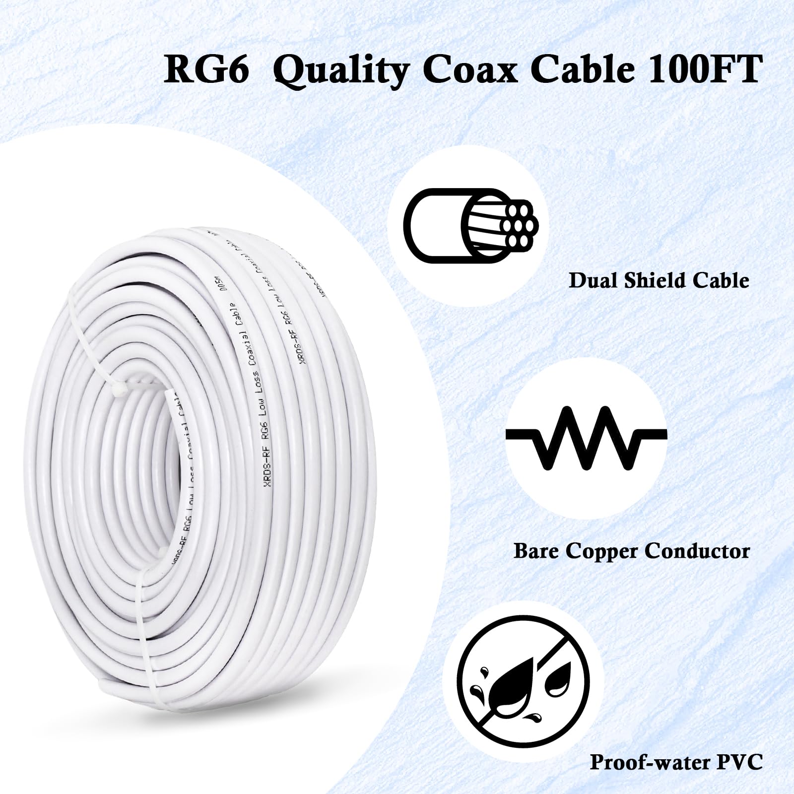 ケーブル　RG6 Cable 100ft Utilitech 100-ft Rg6-quad Shield Black Coaxial Cable 67096-TS1 at