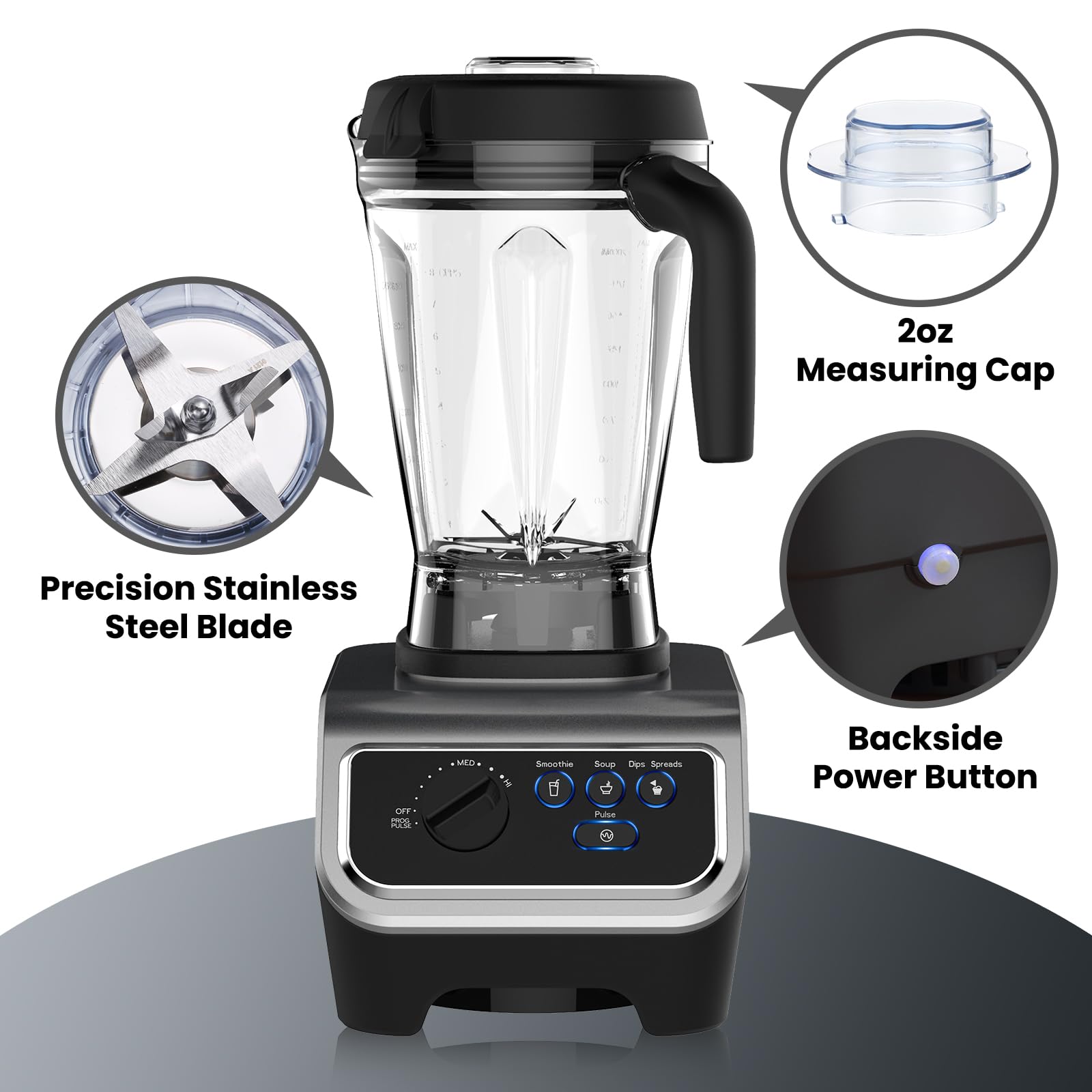 Licuadora de 1500 W para cocina con programas de mezcla preestablecidos, licuadora de grado profesional resistente de 64 onzas para batidos, sopas, salsas, mantequillas de nueces, tarro Tritan 4