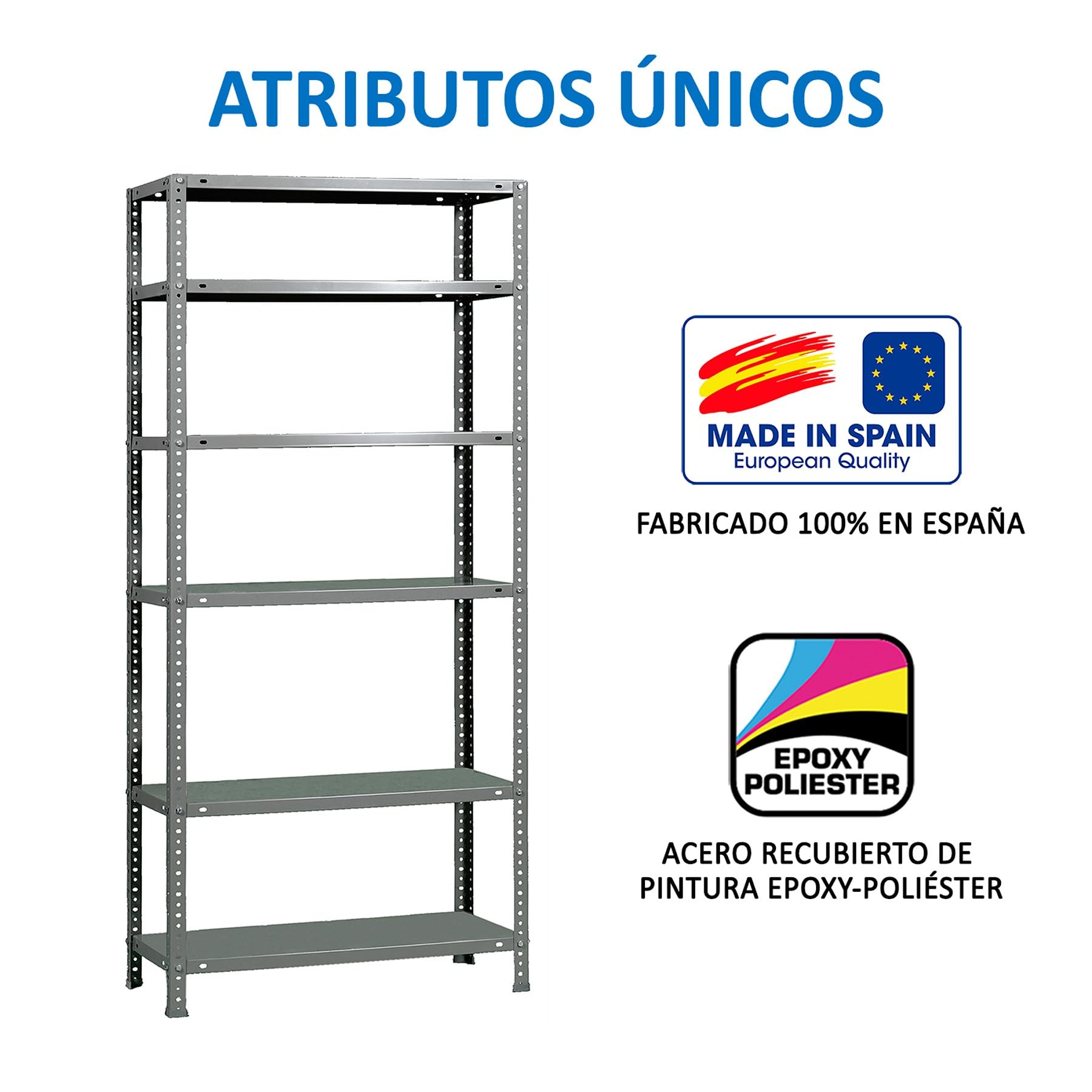 Simon Rack Regał metalowy 2000x900x300 mm, 6 półek, nośność 75 kg na półkę, regał magazynowy i garażowy, stabilna konstrukcja, łatwy montaż, kolor Szare – Simon Classic
