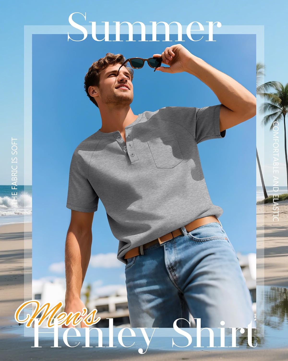 3 Pack Men's Big and Tall Henley T-Shirts, Short Sleeve Raglan Button Pullover Summer Basic Tee Tops with Pocket - Image 4