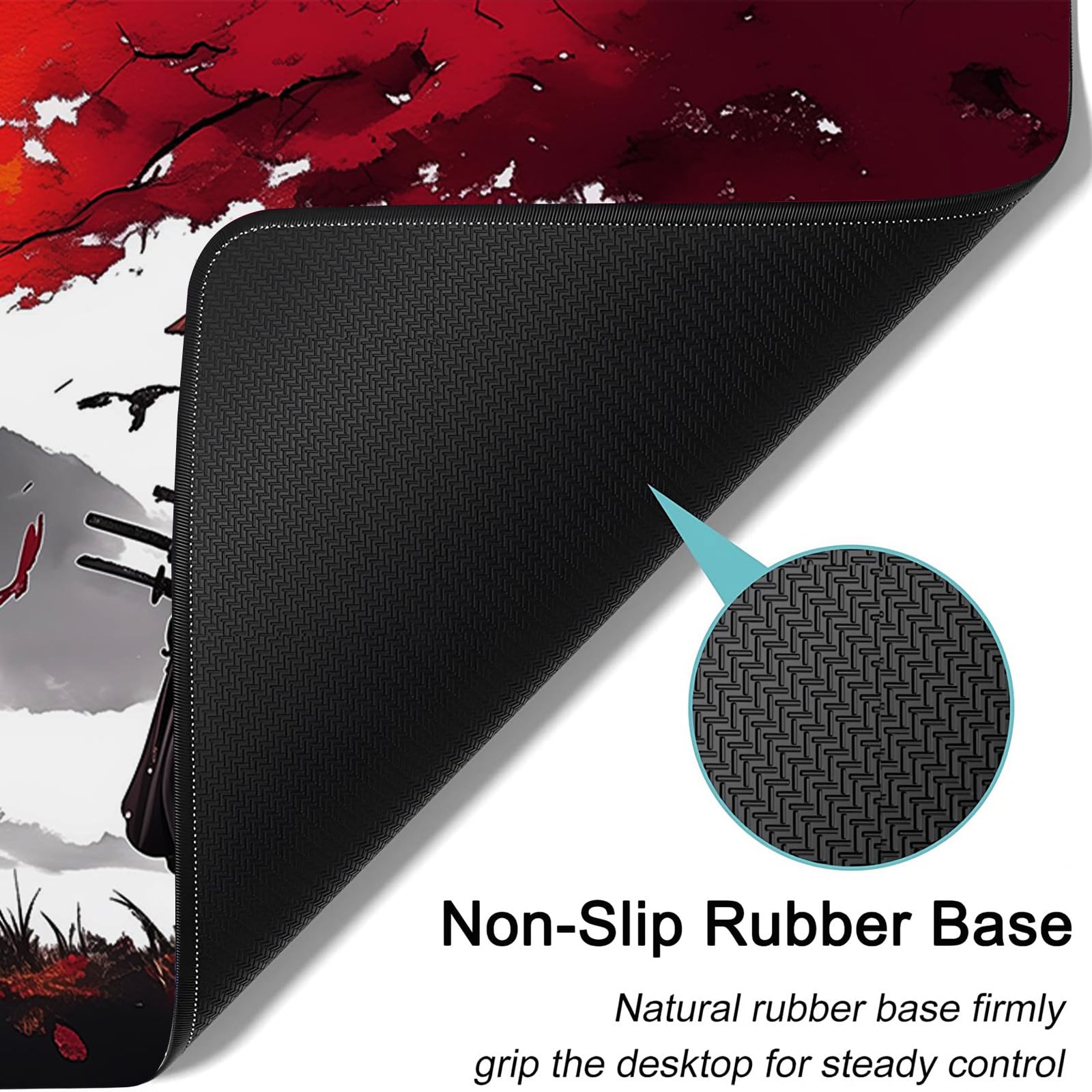 Tapis de Souris de Jeu Japonais XXL 800x300x3mm, Tapis de Bureau Antidérapant et Imperméable à Bords Cousus pour Gamer, PC et Ordinateur Portable (Jeu2)